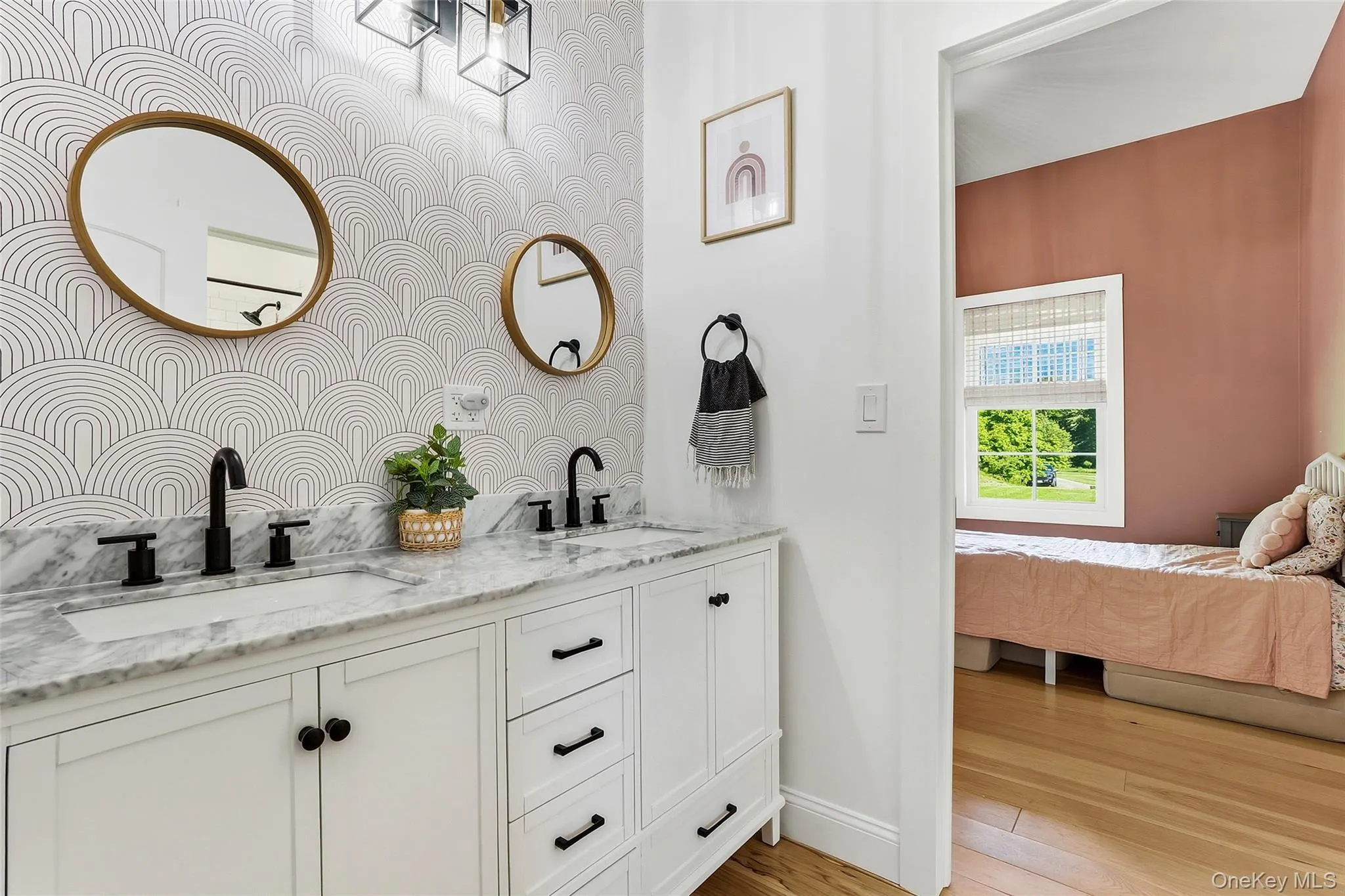 Double vanity in the Jack-and-Jill bath Double vanity in the Jack-and-Jill bath