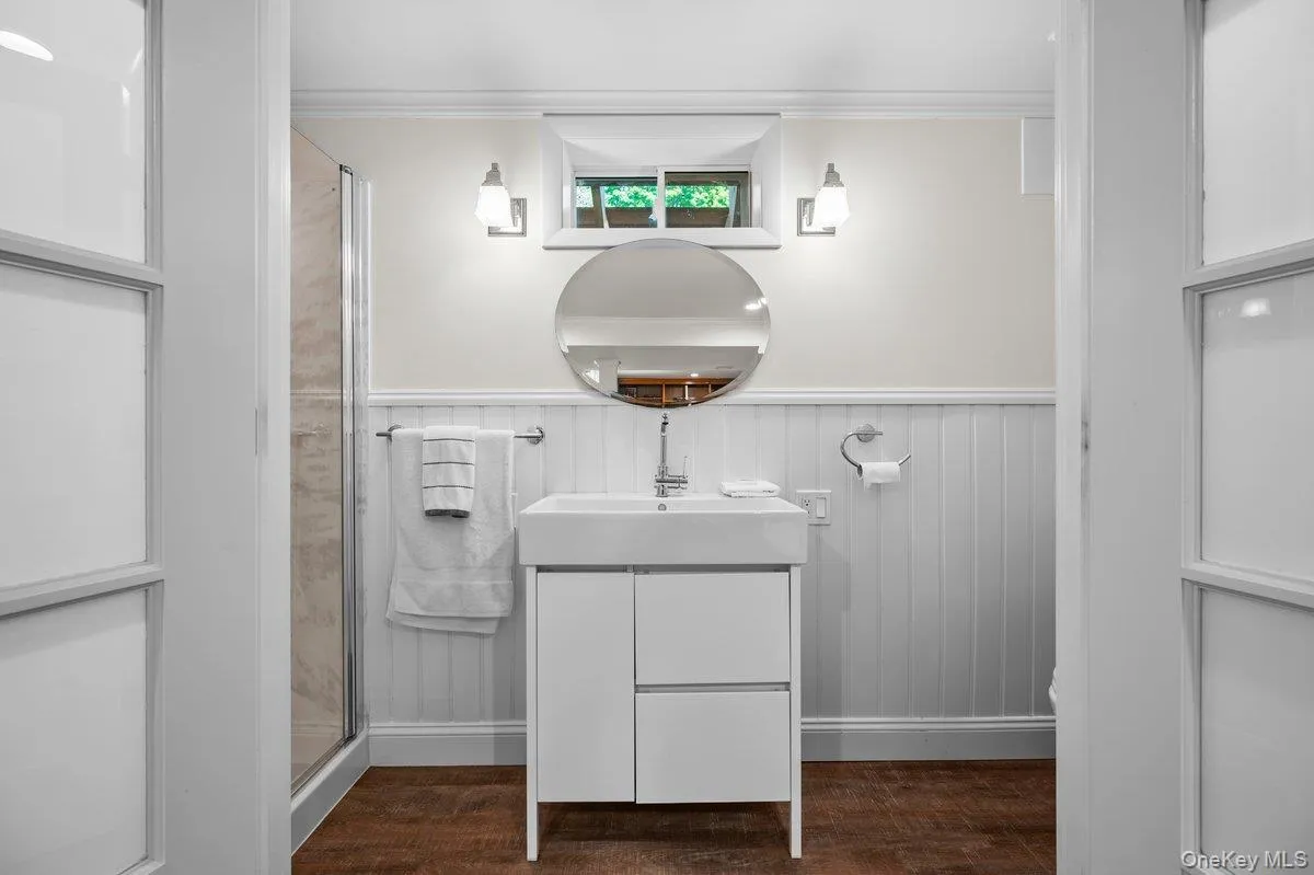 The lower level features a full bathroom. The lower level features a full bathroom.