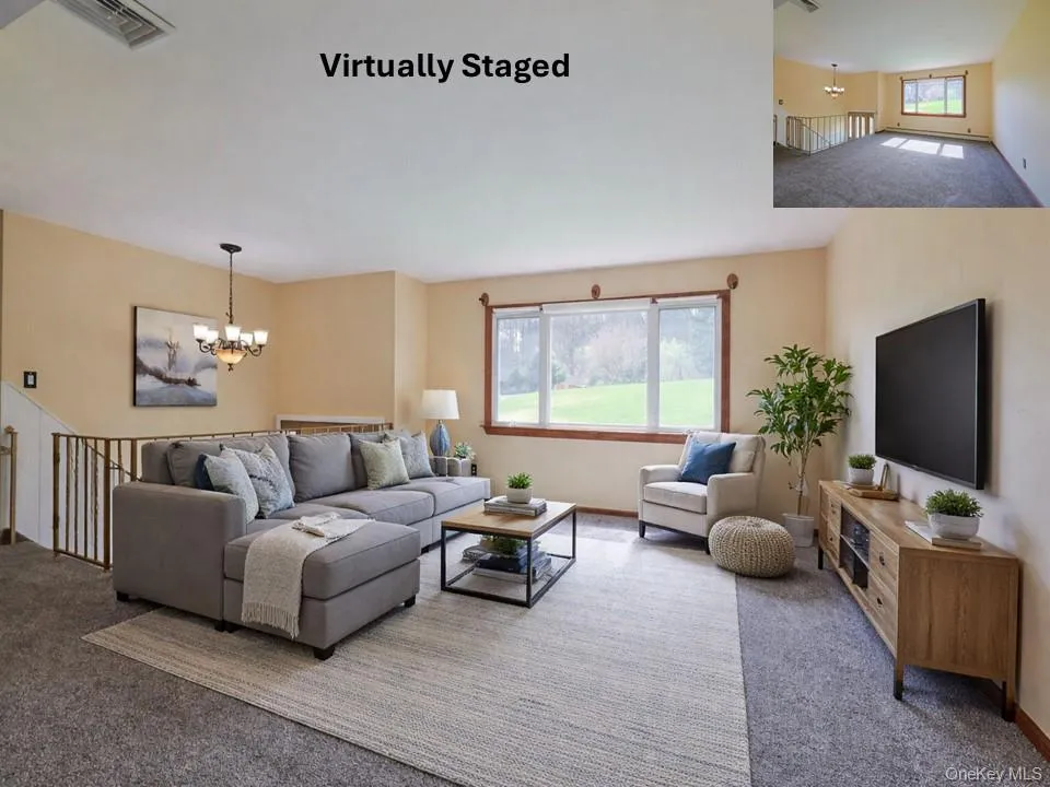 Virtually staged living room with lots of light Virtually staged living room with lots of light