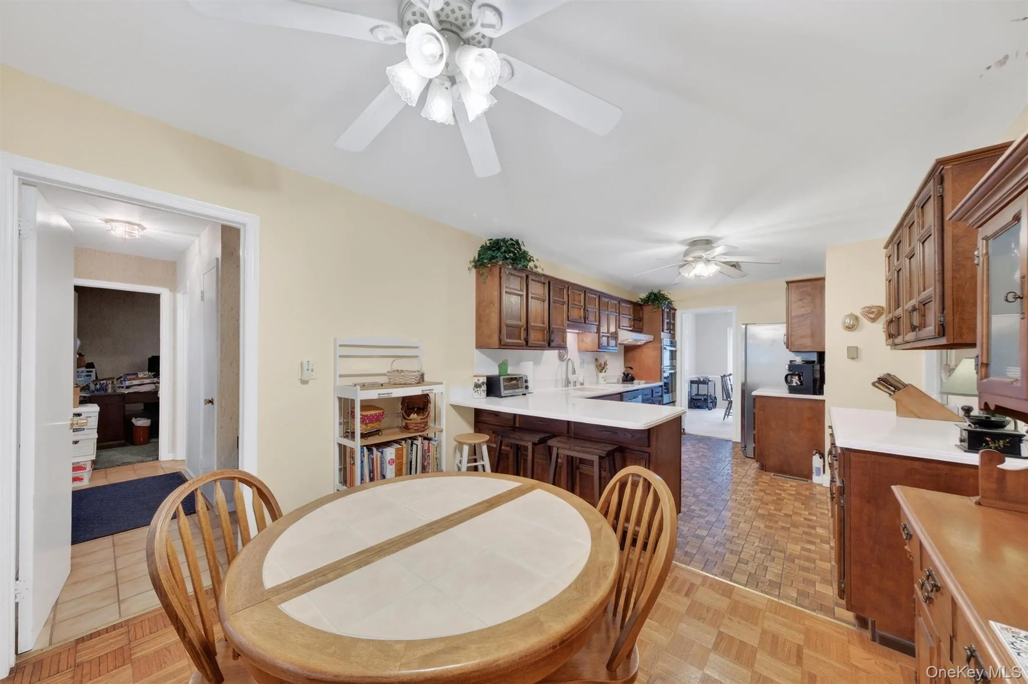 Dining area of kitchen sits ticked into the bay window area. Dining area of kitchen sits ticked into the bay window area.