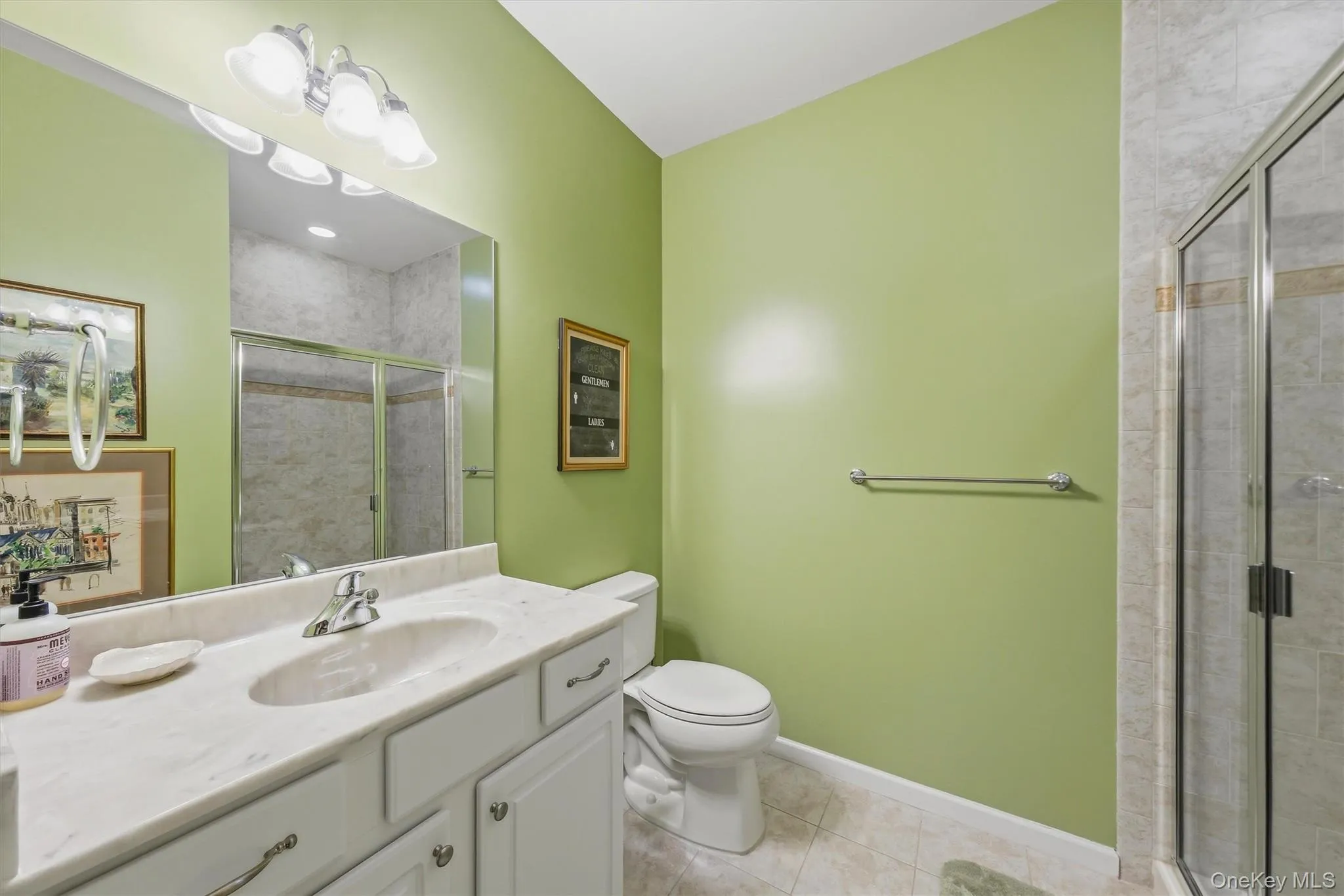 Renovated hall bathroom featuring ceramic tile flooring... Renovated hall bathroom featuring ceramic tile flooring...