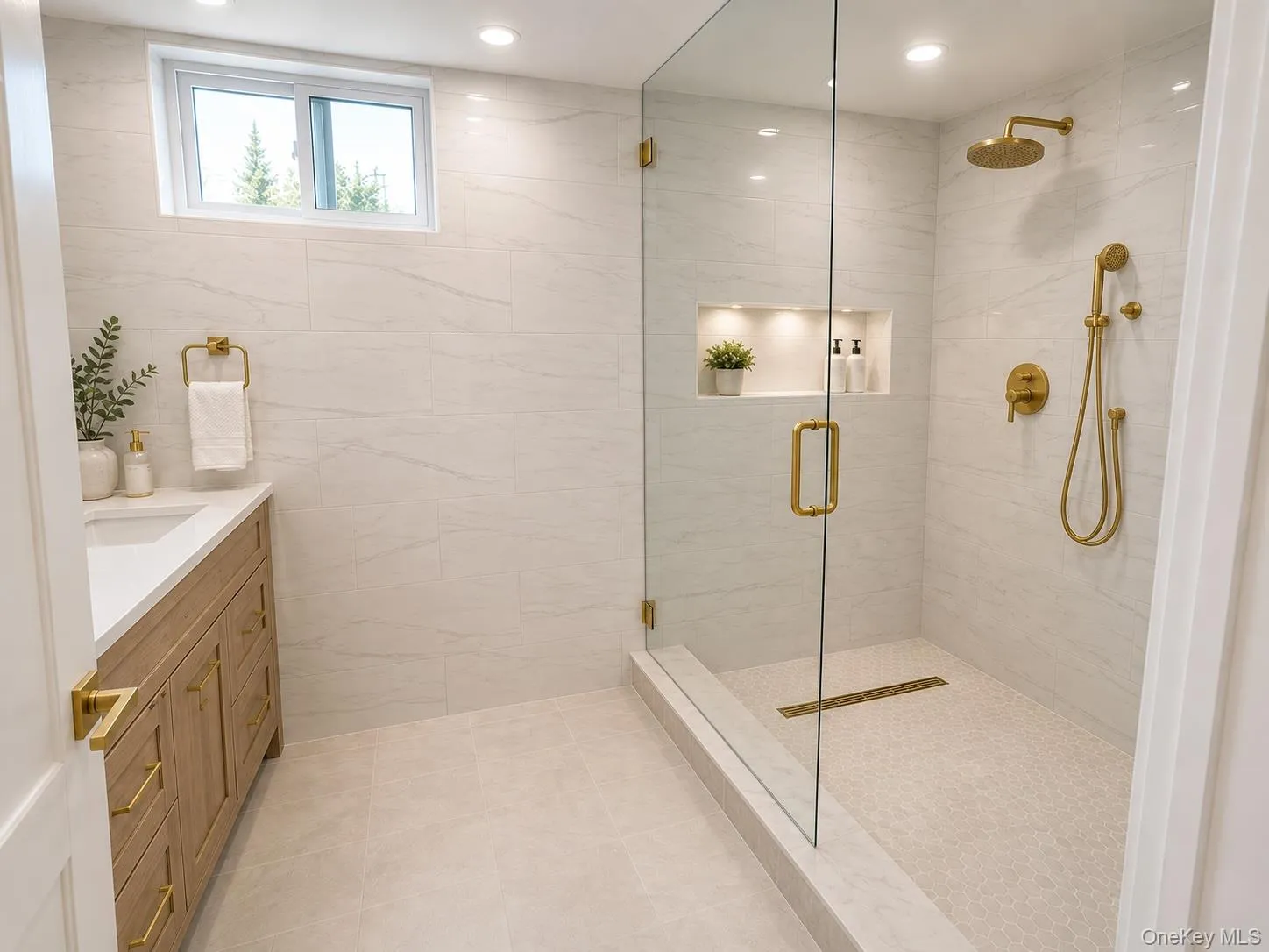 Full Bathroom in the Basement with Window. Full Bathroom in the Basement with Window.