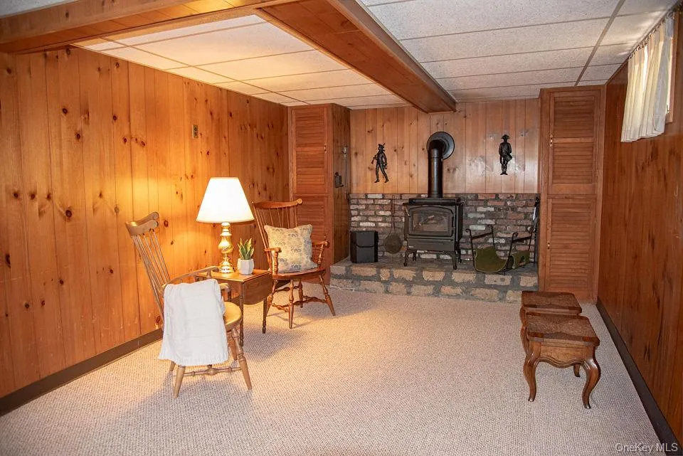 Gas fireplace stove heats the basement Gas fireplace stove heats the basement
