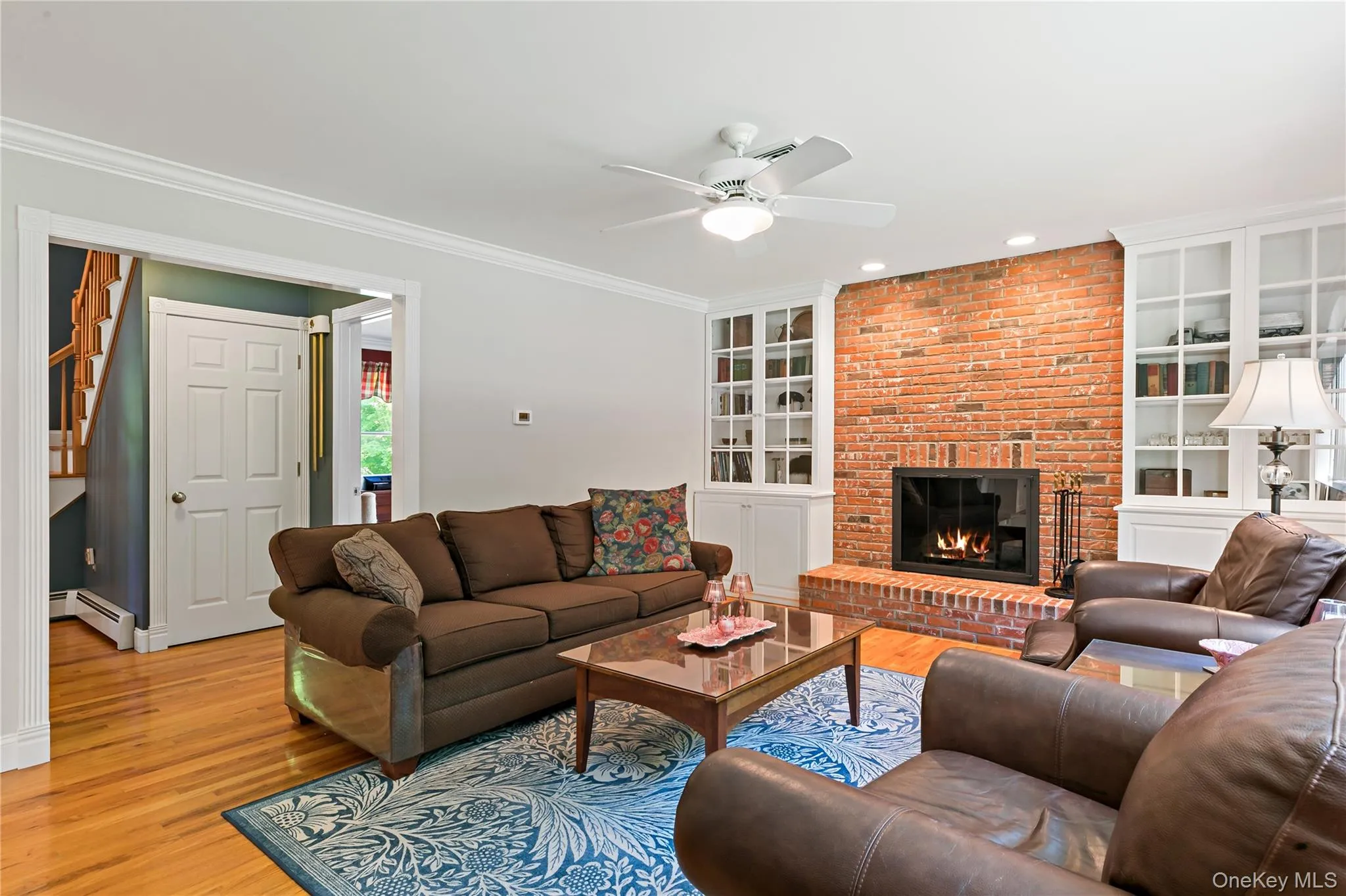 Living room with wood burning fireplace Living room with wood burning fireplace