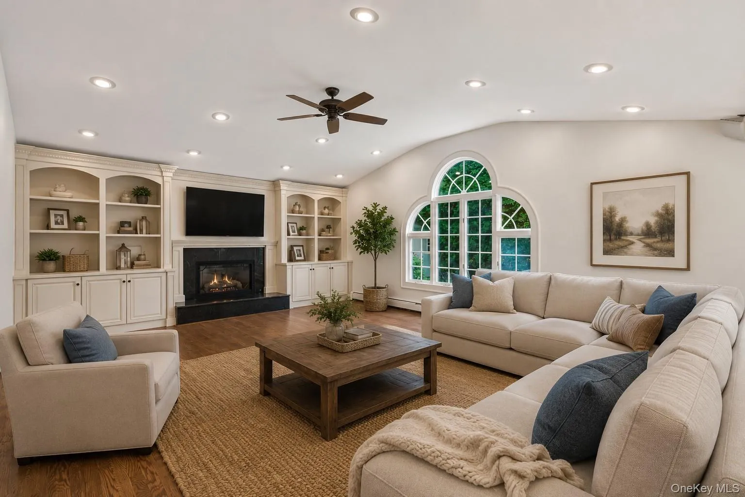 Virtually staged great room off kitchen Virtually staged great room off kitchen
