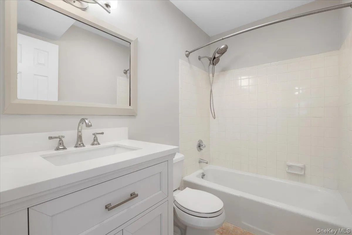 Hall bath with fresh finishes and a clean, timeless design. Hall bath with fresh finishes and a clean, timeless design.