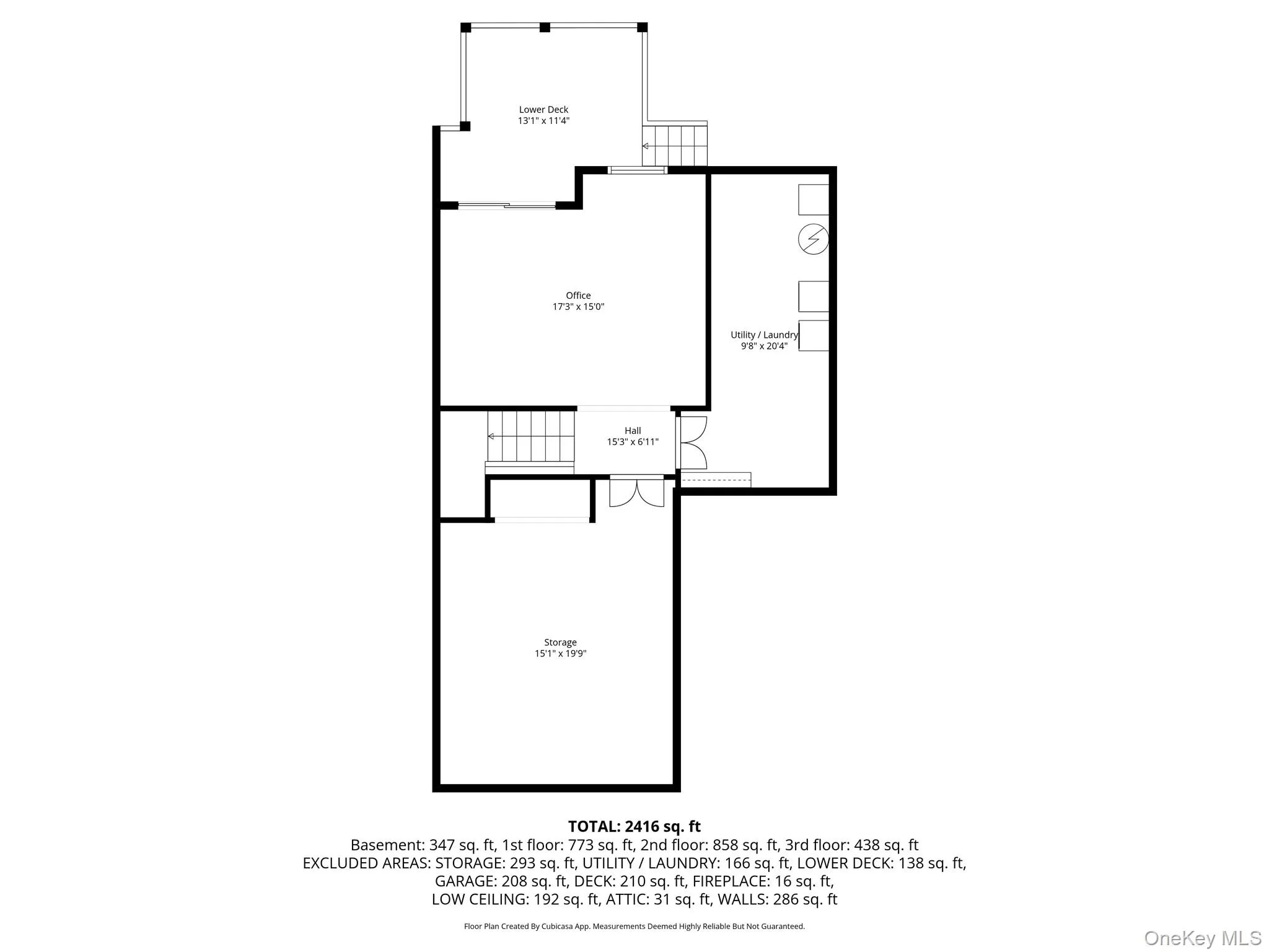 First-floor plan showing the entry, kitchen, living, dining, garage access, and deck. First-floor plan showing the entry, kitchen, living, dining, garage access, and deck.