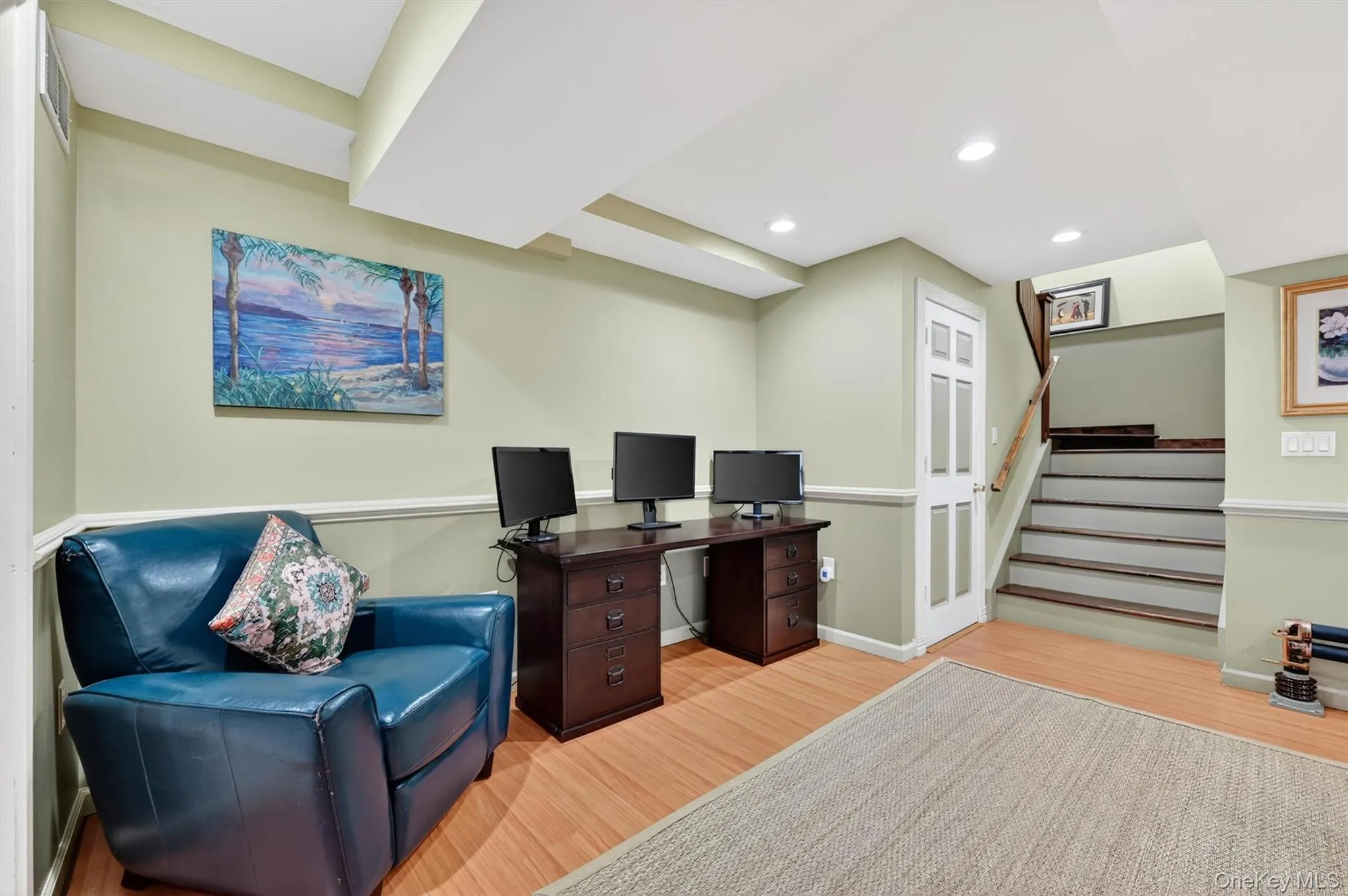 There is a separate nook for a home office or cozy library. There is a separate nook for a home office or cozy library.