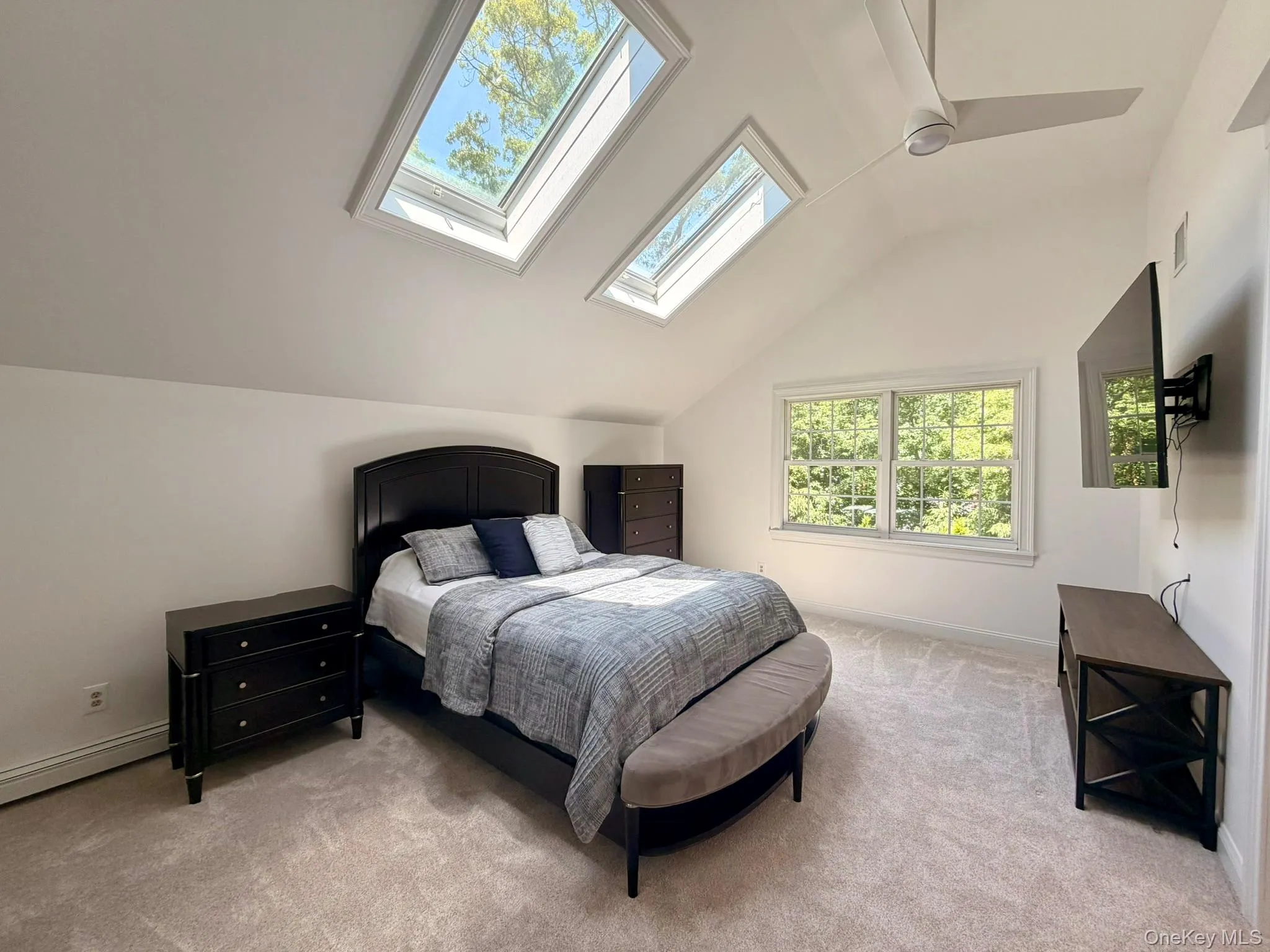 Primary Bedroom with Vaulted Ceilings and Skylights Primary Bedroom with Vaulted Ceilings and Skylights