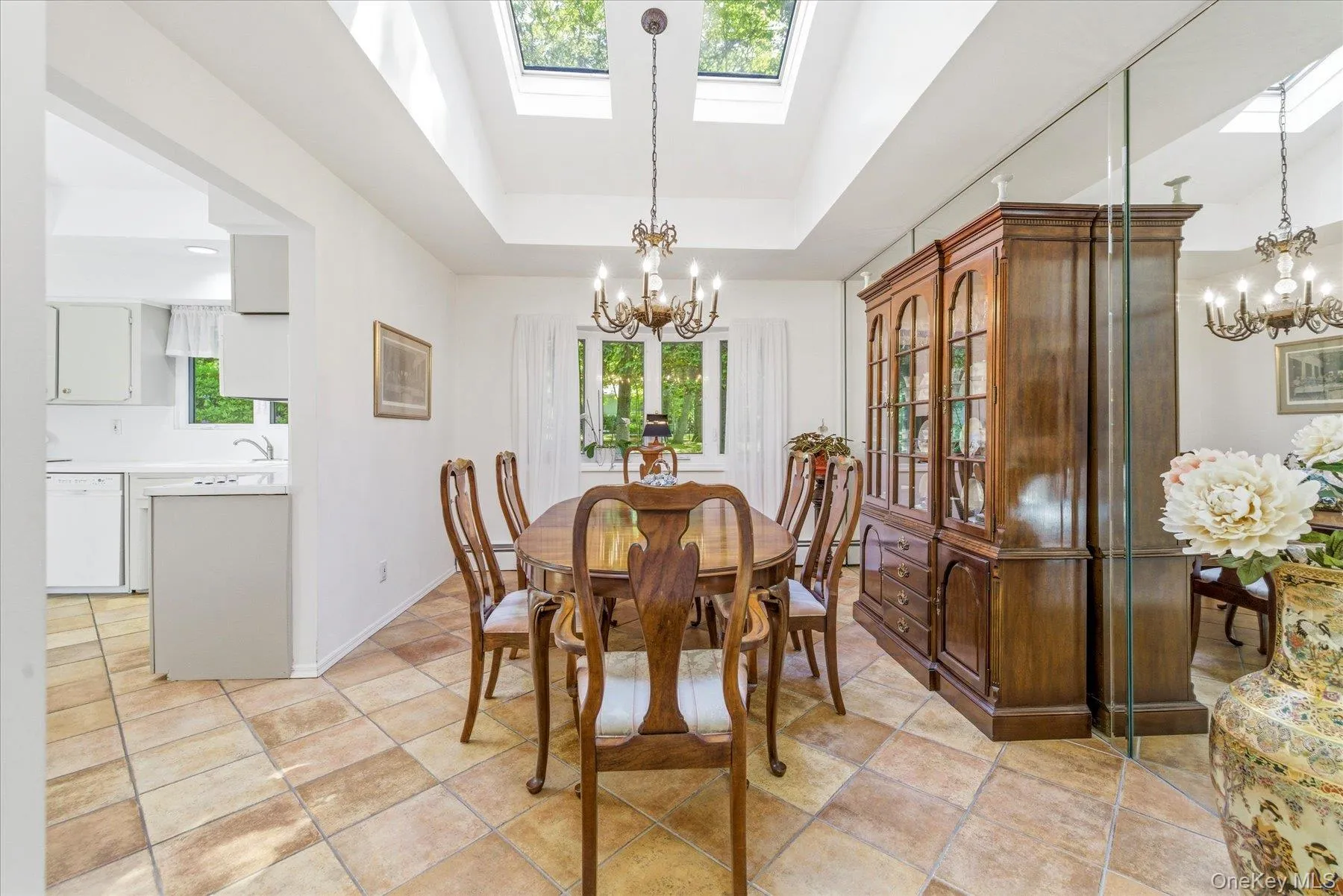 Formal dining room with skylights Formal dining room with skylights