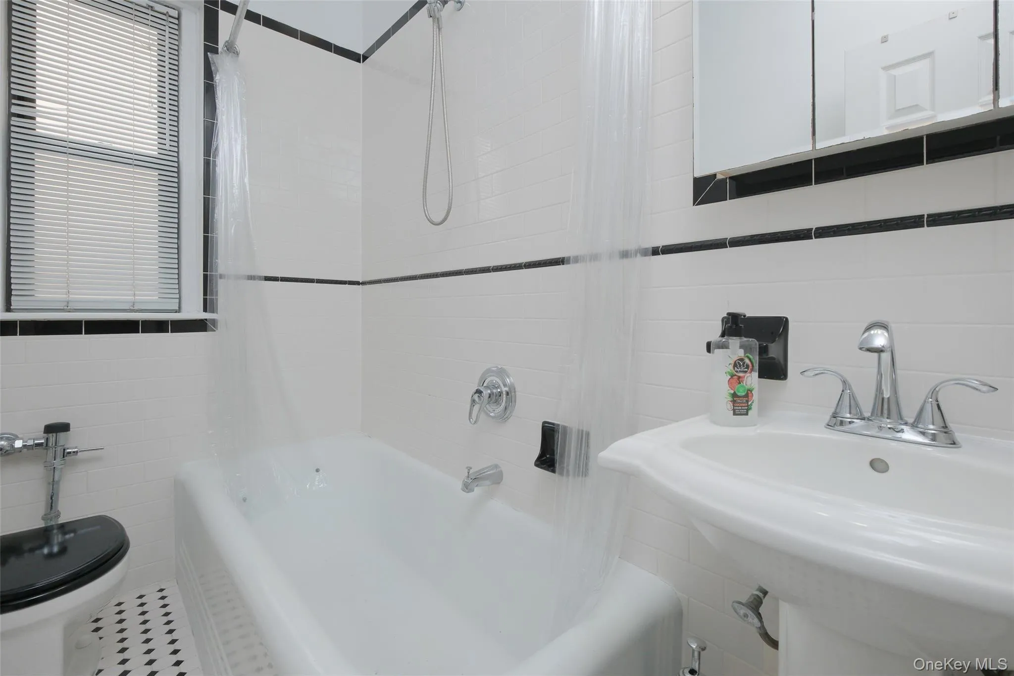 APT. 51 - View of windowed renovated 4) piece Hall Bath facing north. APT. 51 - View of windowed renovated 4) piece Hall Bath facing north.