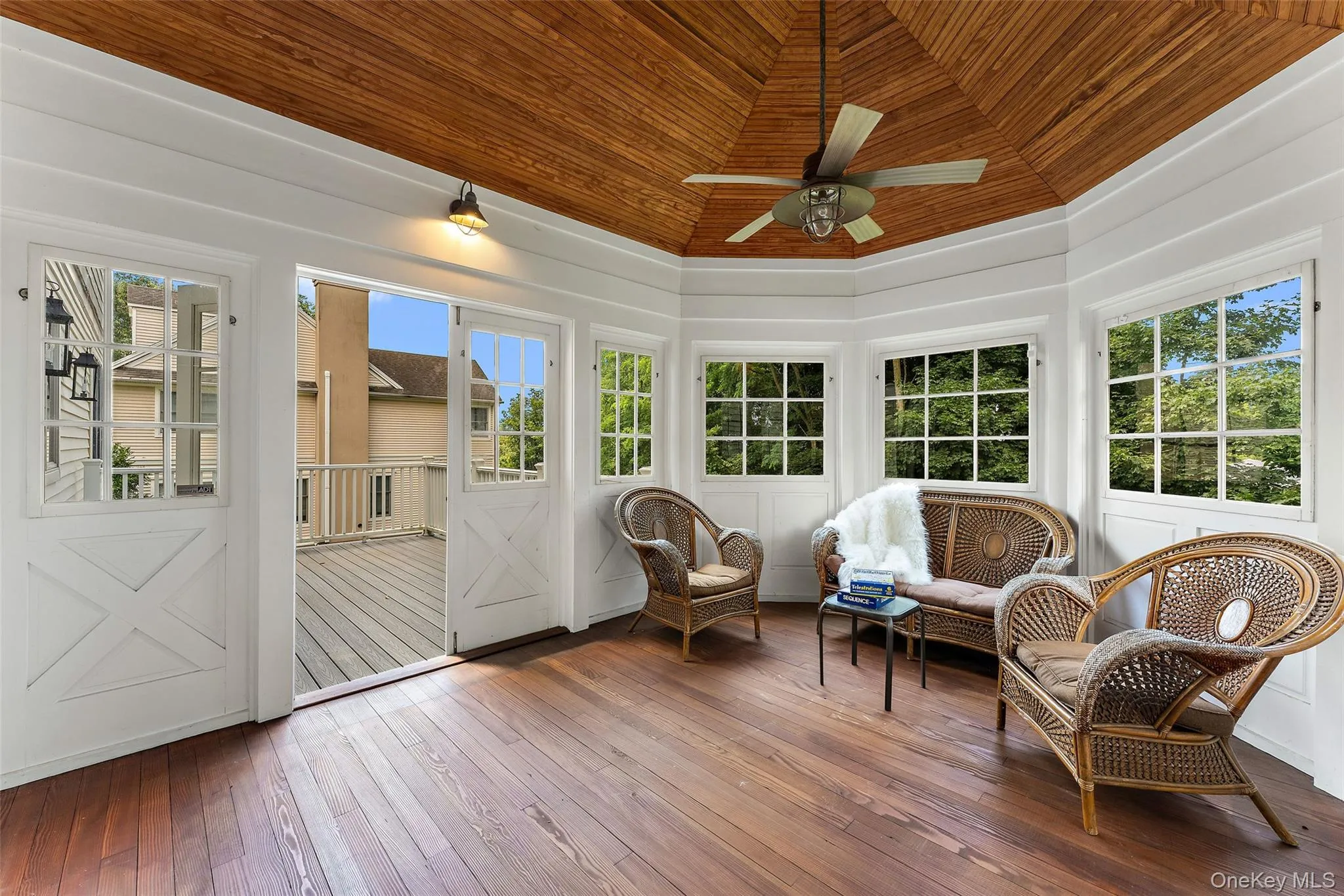 Deck off Sun Room with fabulous views of the sunset and Hudson River seasonally Deck off Sun Room with fabulous views of the sunset and Hudson River seasonally