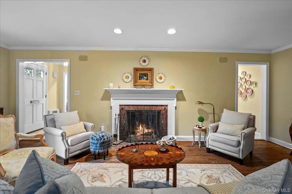Wood burning fireplace in living room Wood burning fireplace in living room