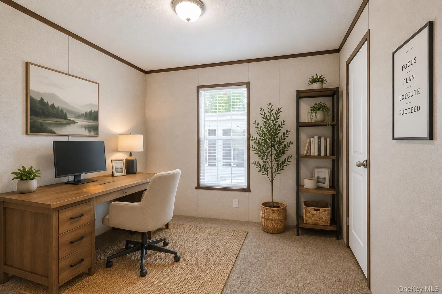 Virtually Staged Bedroom as a home office space Virtually Staged Bedroom as a home office space