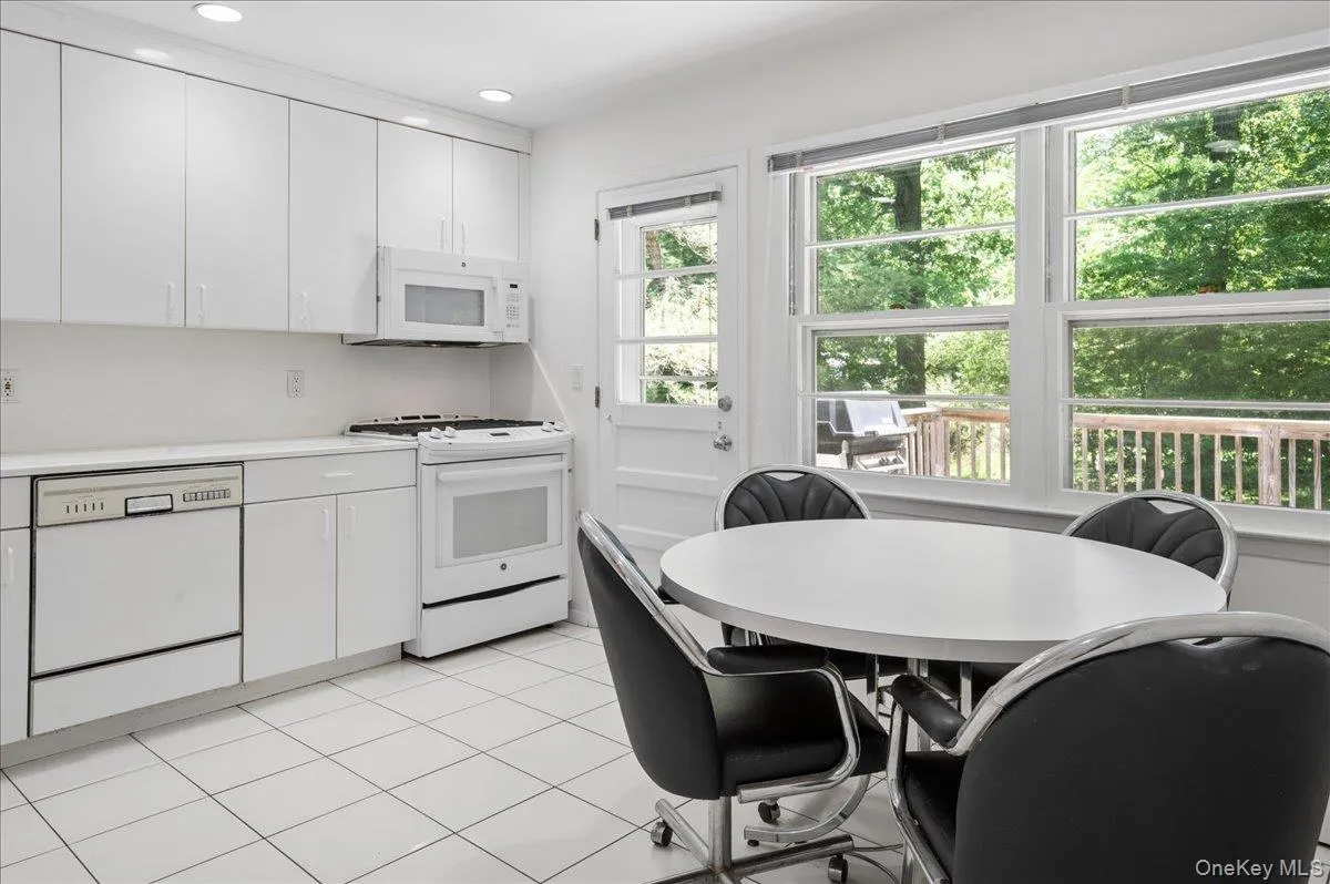 Fully equipped eat-in kitchen with access to your large deck. Fully equipped eat-in kitchen with access to your large deck.
