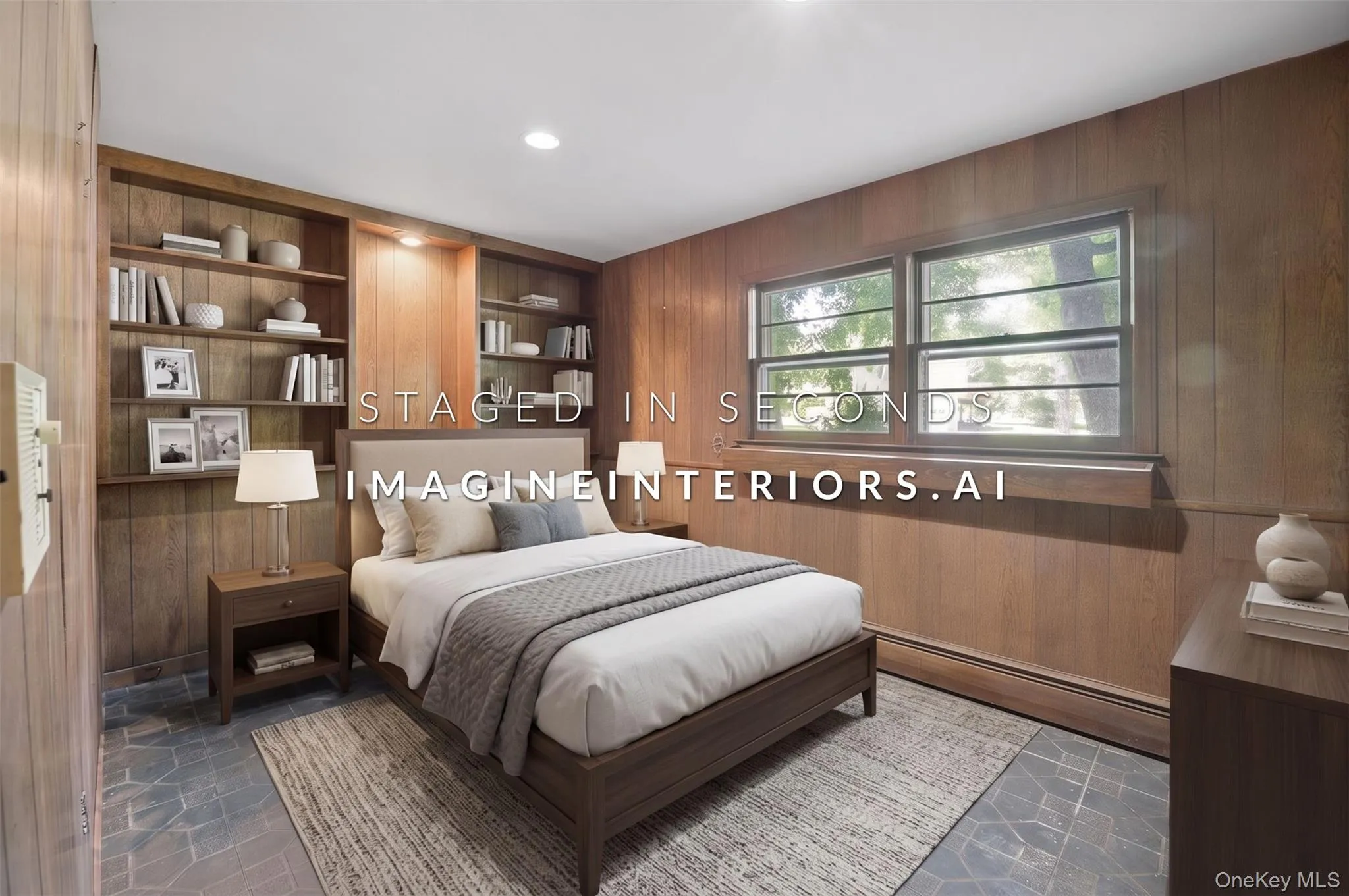 Virtually staged bedroom. Virtually staged bedroom.