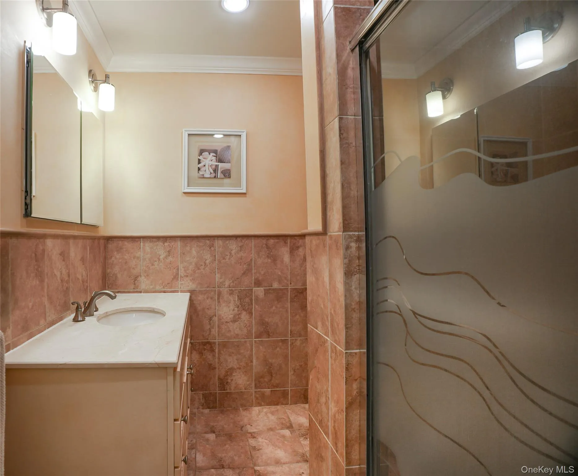 Lower level full bathroom by bedrooms. Lower level full bathroom by bedrooms.