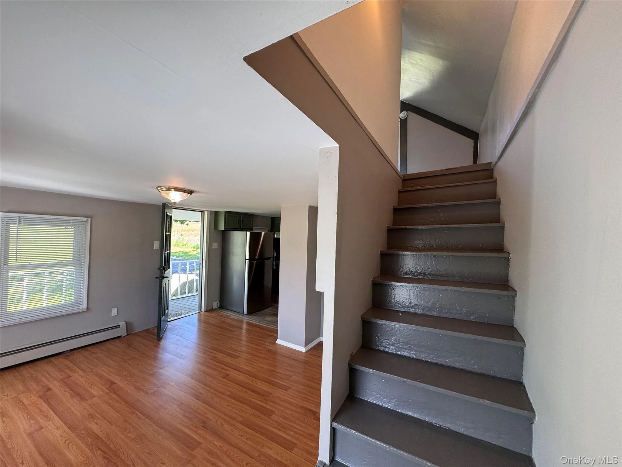 Staircase up to second floor open loft/bedroom area. Staircase up to second floor open loft/bedroom area.