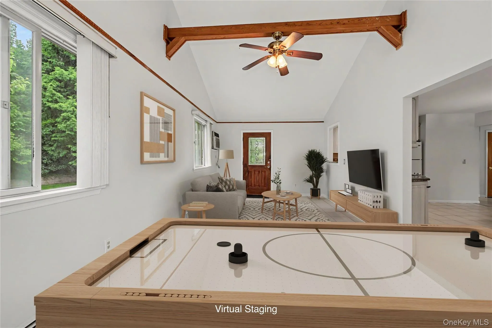 Virtually staged. Room for game table and tv area. Virtually staged. Room for game table and tv area.