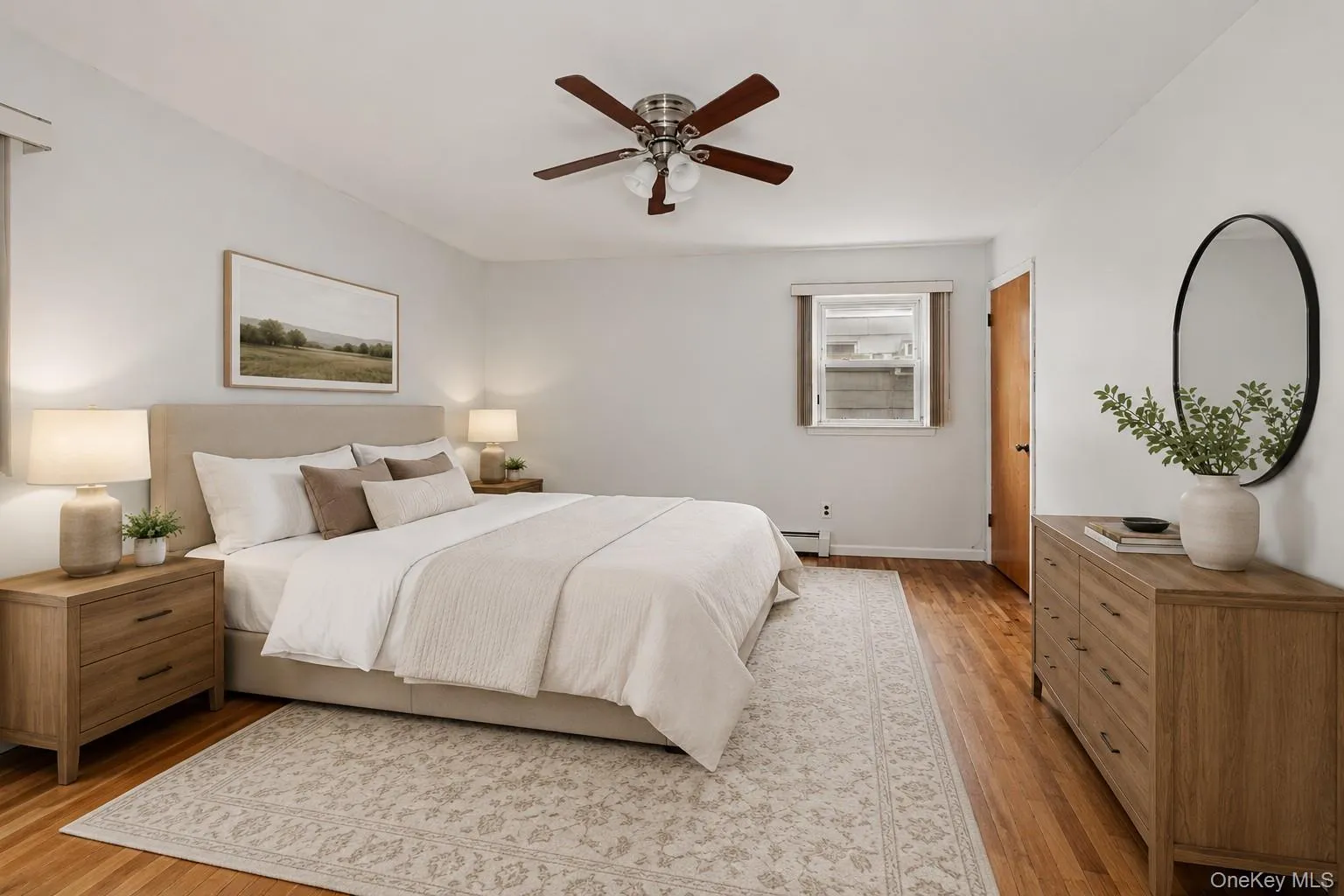 Virtually staged main bedroom. Virtually staged main bedroom.