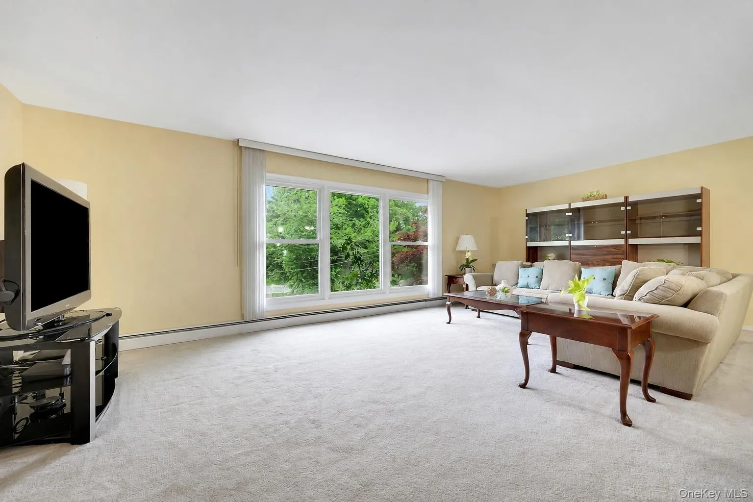 Spacious and bright living room with picture window Spacious and bright living room with picture window
