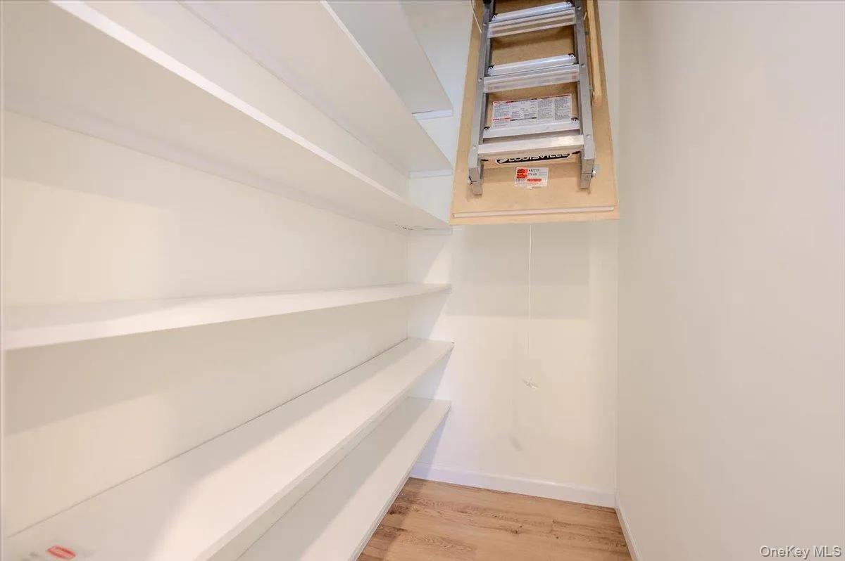 Primary Closet with Attic access hatch for storage Primary Closet with Attic access hatch for storage
