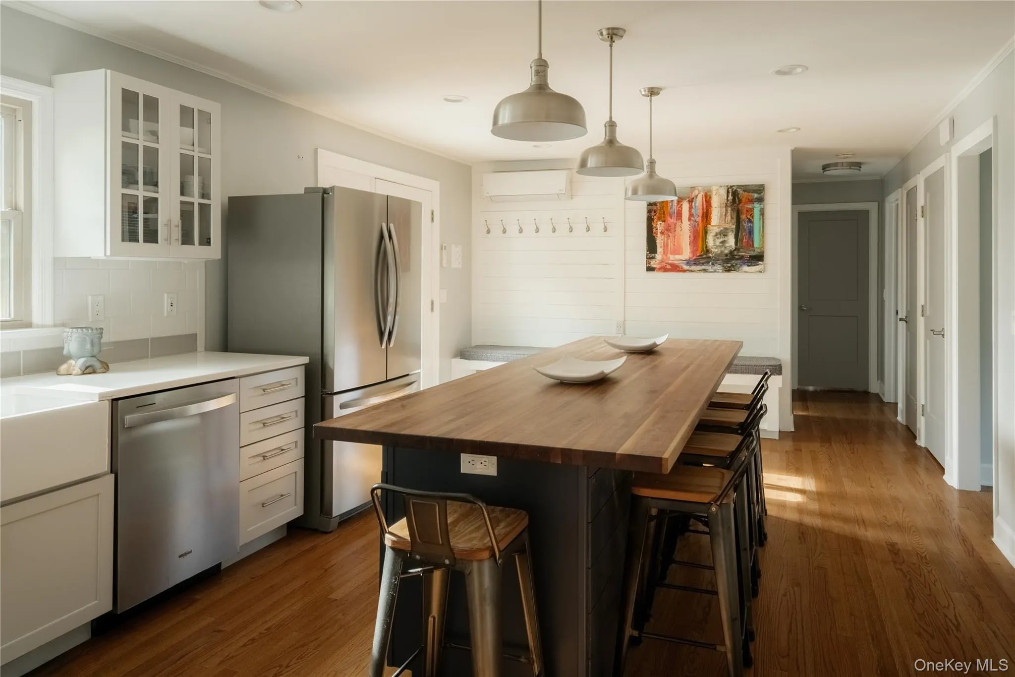 Oversized kitchen island in the updated kitchen. Oversized kitchen island in the updated kitchen.