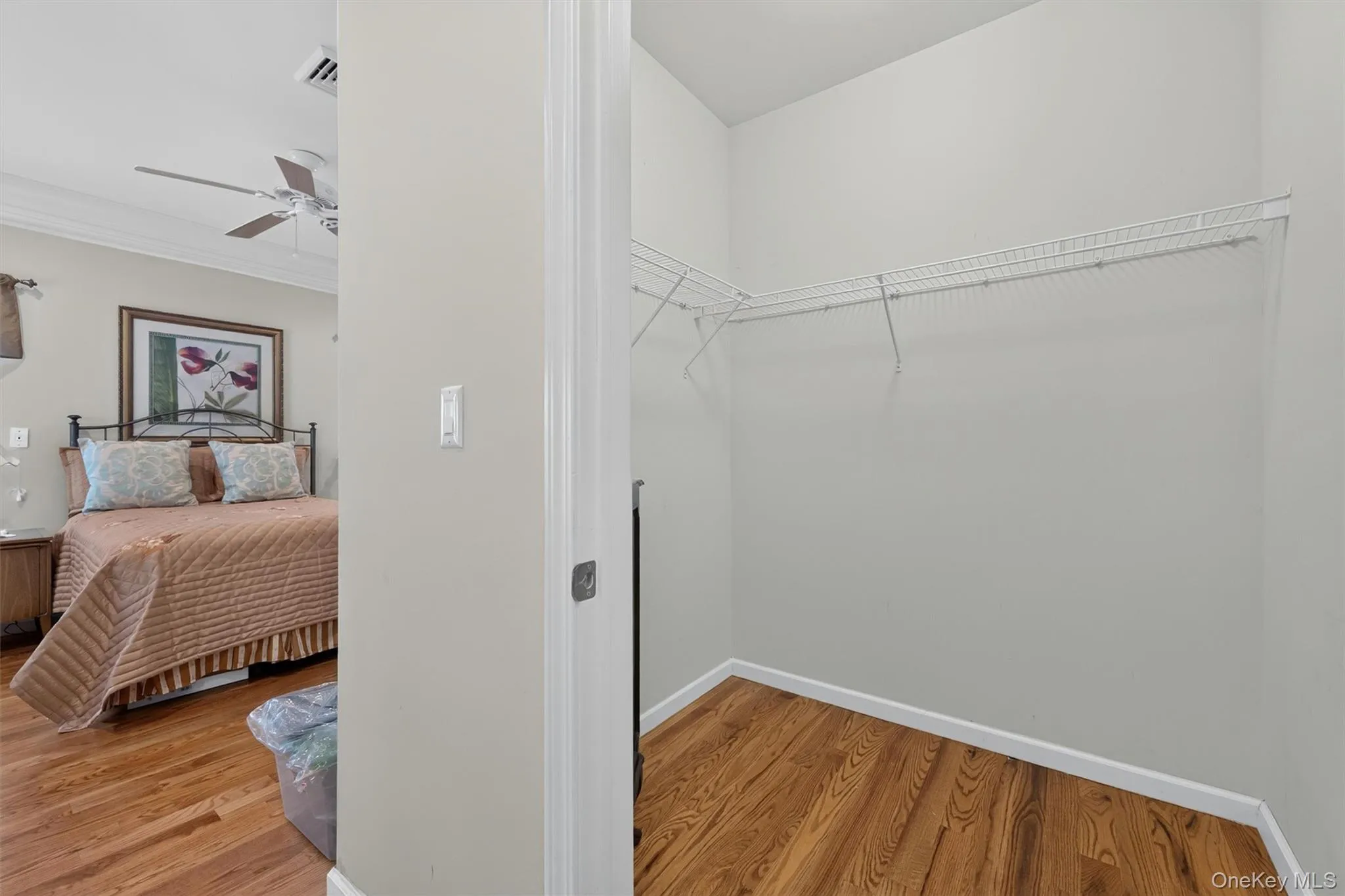 Primary bedroom with large walk in closet Primary bedroom with large walk in closet