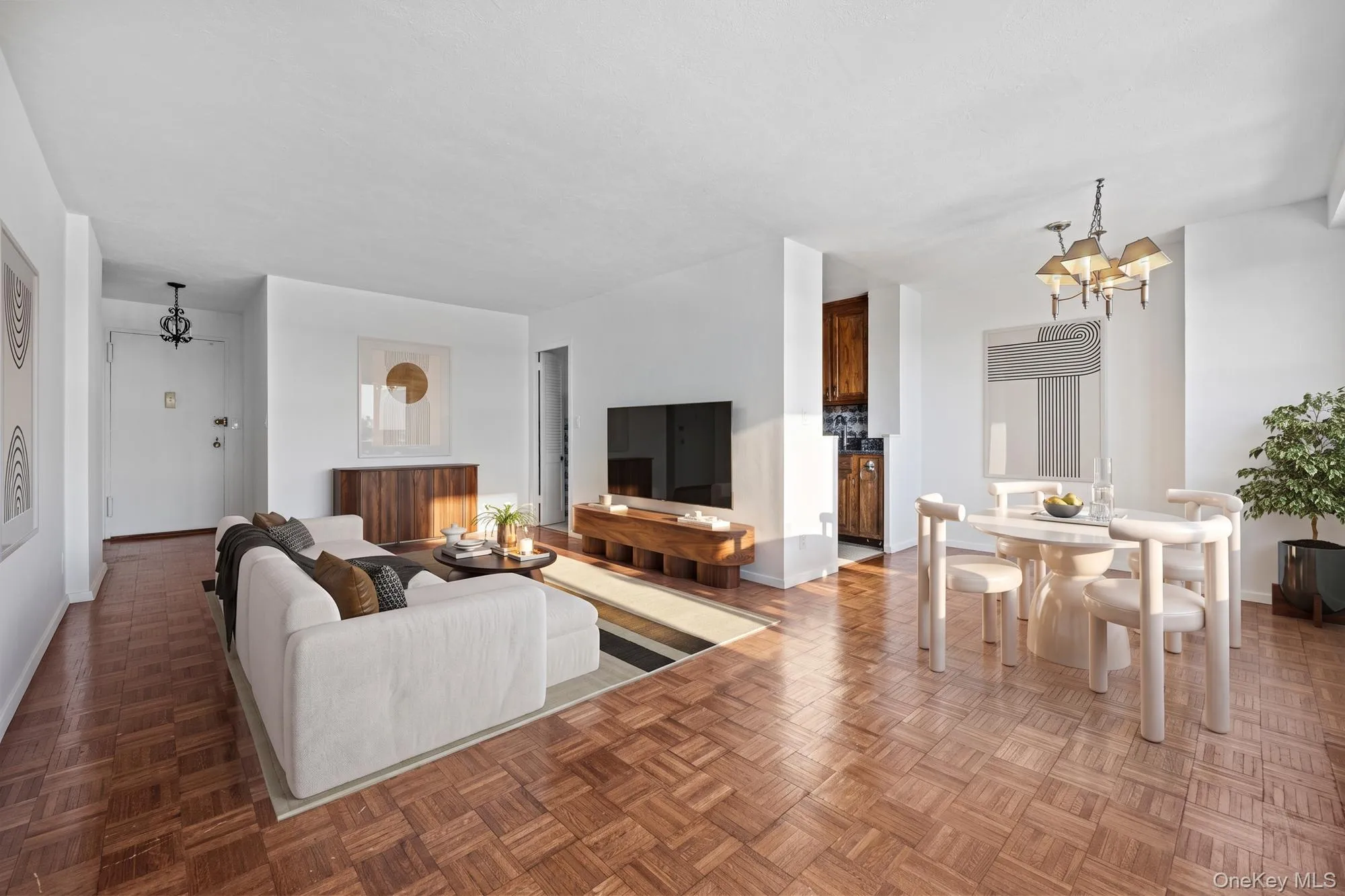Foyer living and dinning - virtually staged Foyer living and dinning - virtually staged