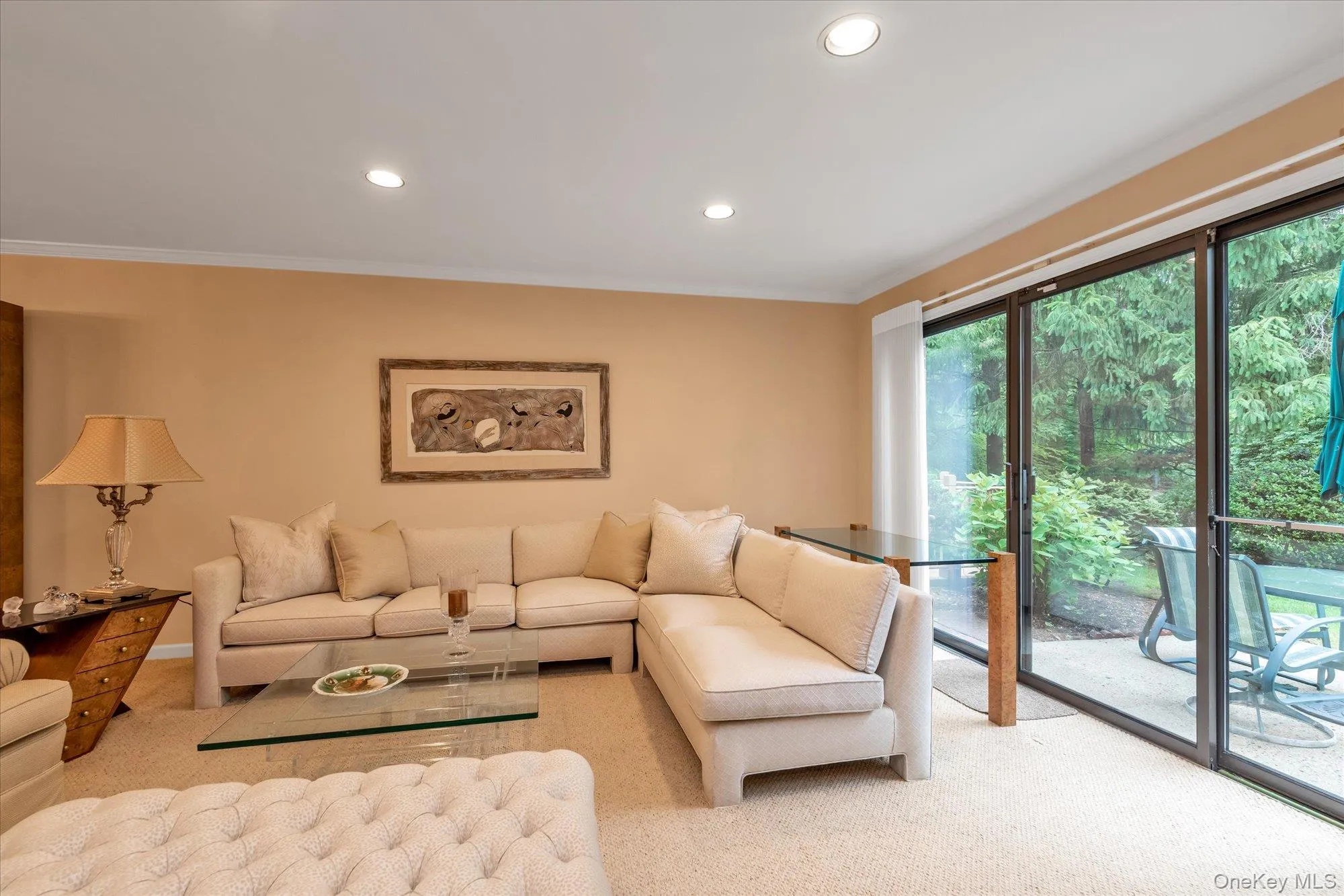 Living area featuring light beige carpeting and neutral wall tones Living area featuring light beige carpeting and neutral wall tones