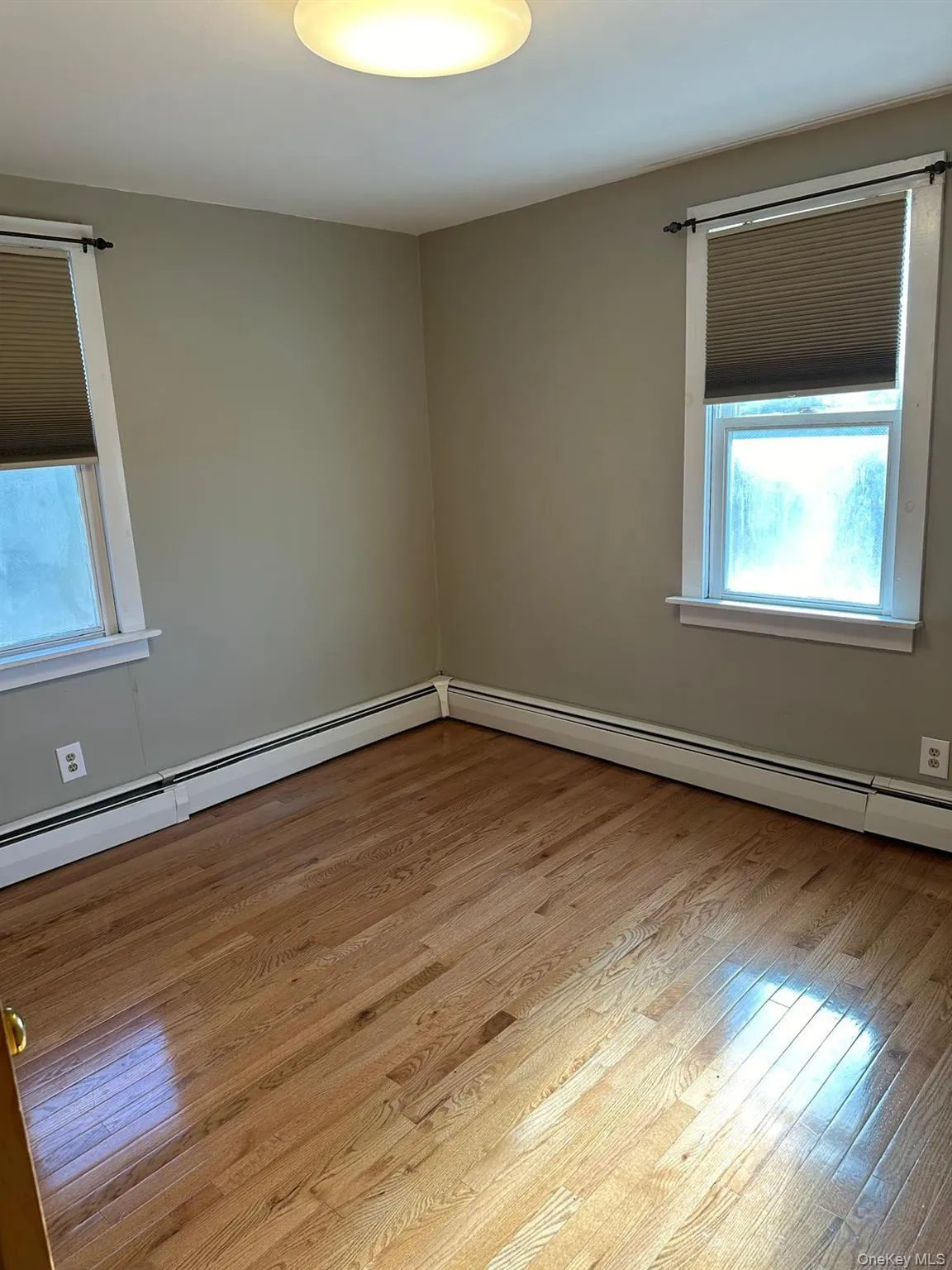 Bedroom with a baseboard radiator and light wood -style vinyl flooring Bedroom with a baseboard radiator and light wood -style vinyl flooring