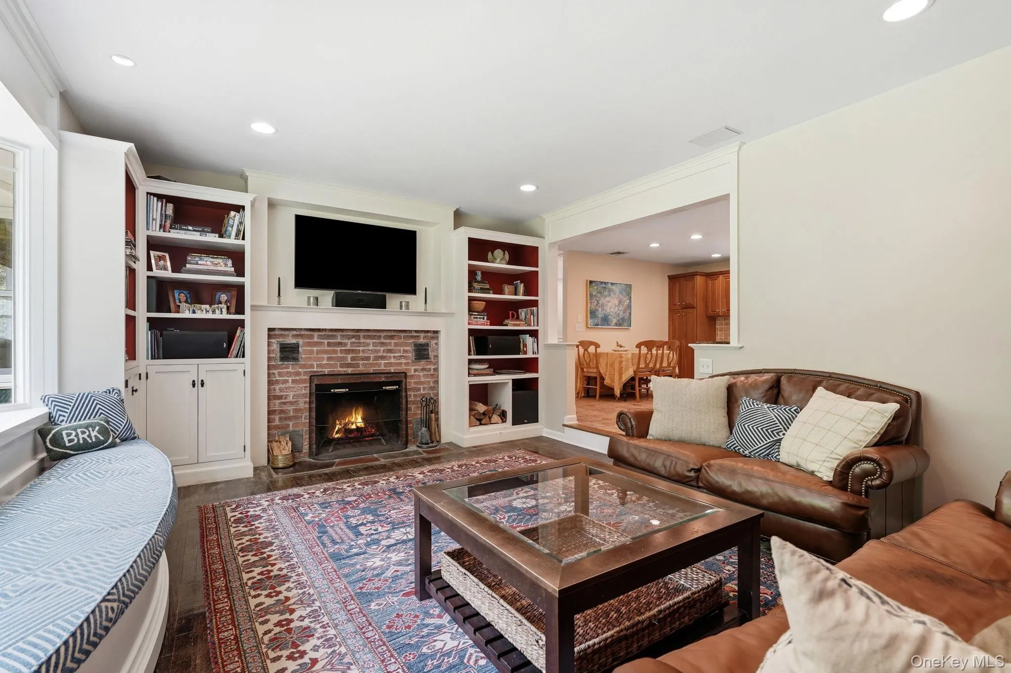 Cozy fireplace for cold winter evenings in the family room. Cozy fireplace for cold winter evenings in the family room.