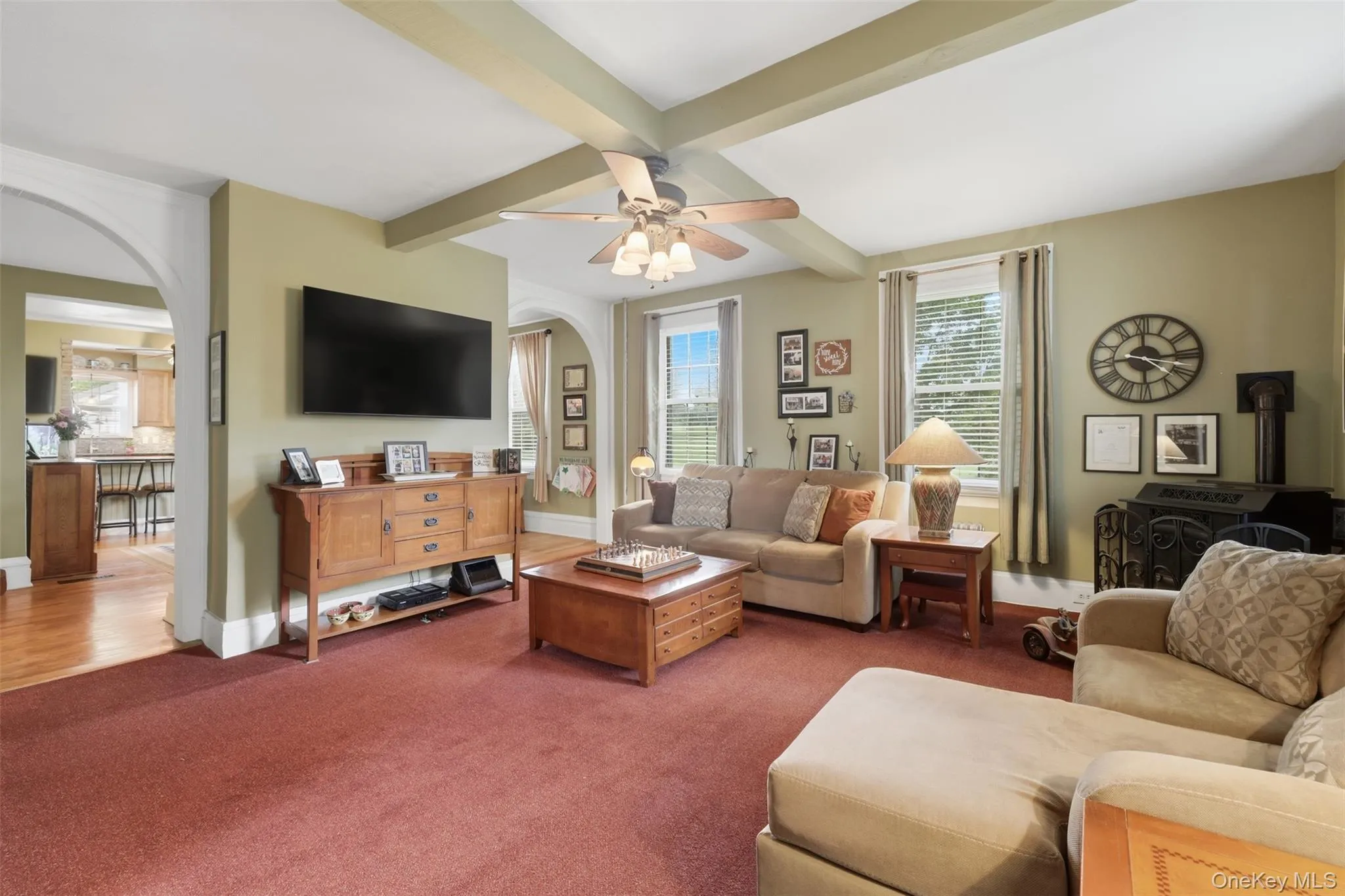 Family Room with Pellet Stove and ceiling fan Family Room with Pellet Stove and ceiling fan