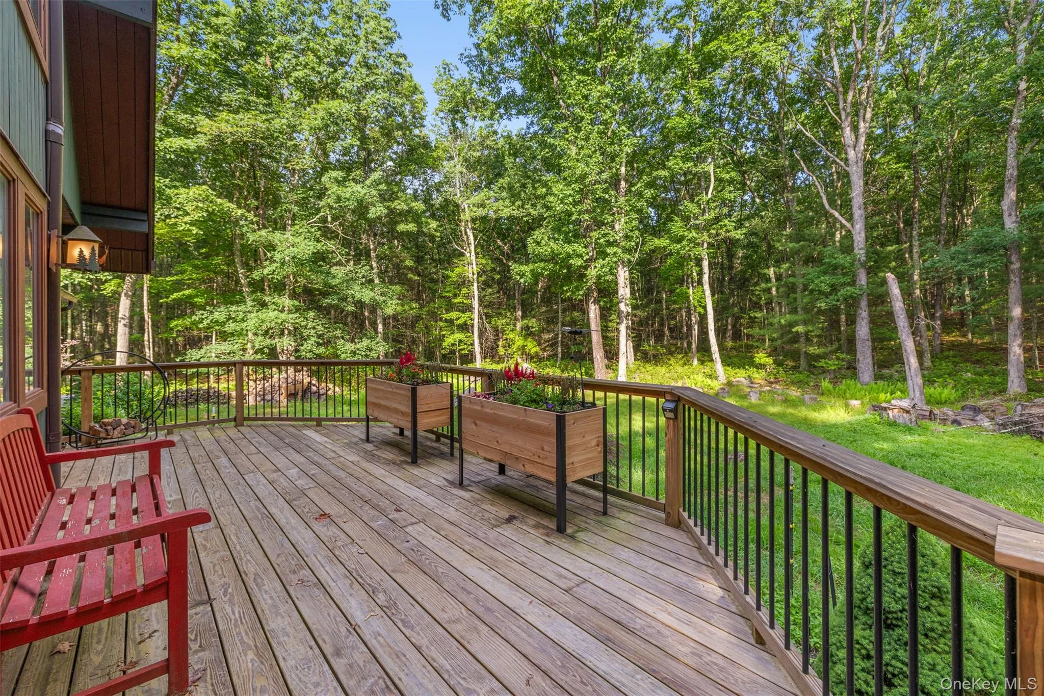 Wooden deck with a lawn Wooden deck with a lawn