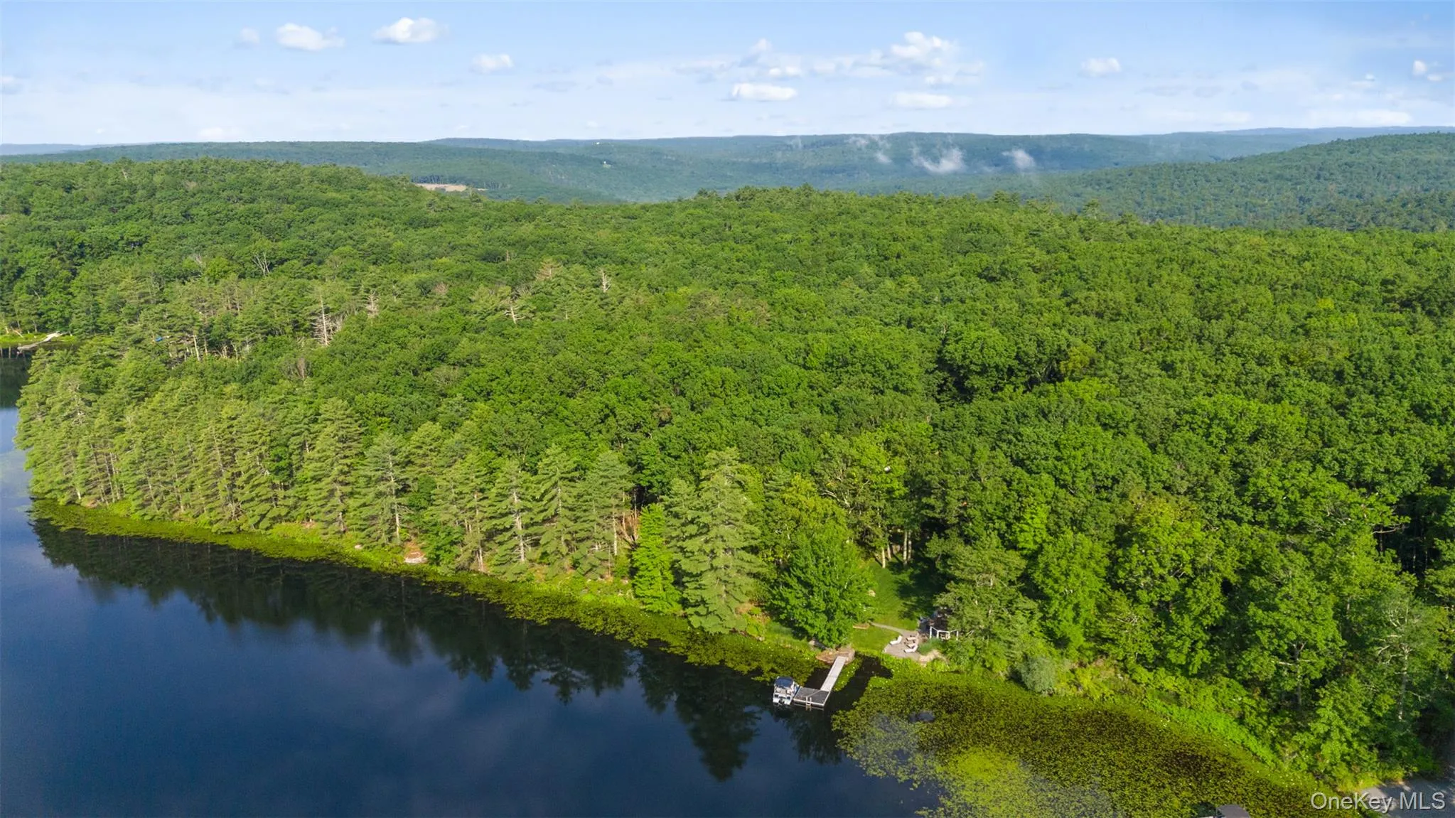Aerial view of property and surrounding area with a heavily wooded area and a large body of water Aerial view of property and surrounding area with a heavily wooded area and a large body of water