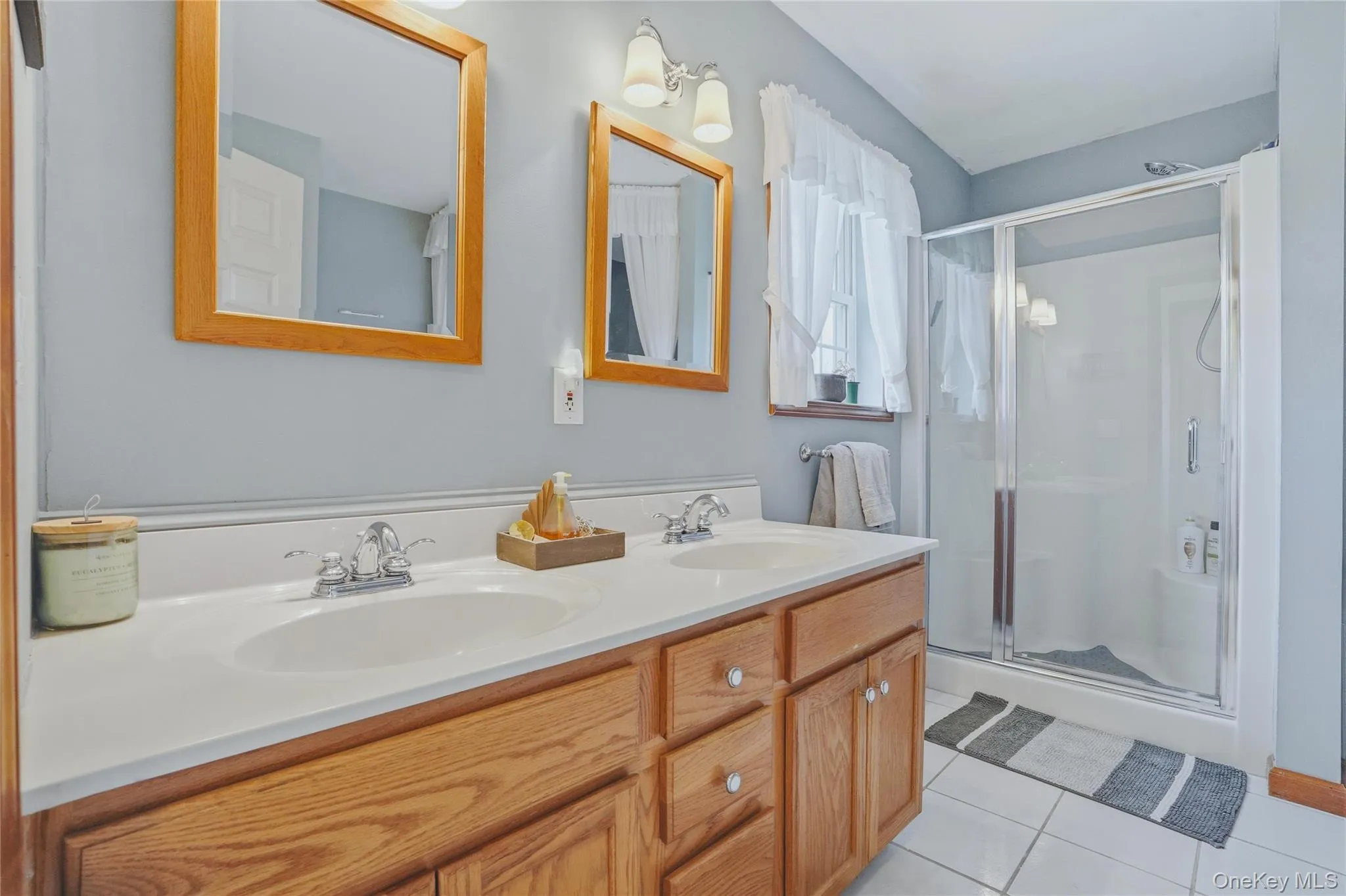 Primary bathroom with standing shower and double vanity Primary bathroom with standing shower and double vanity