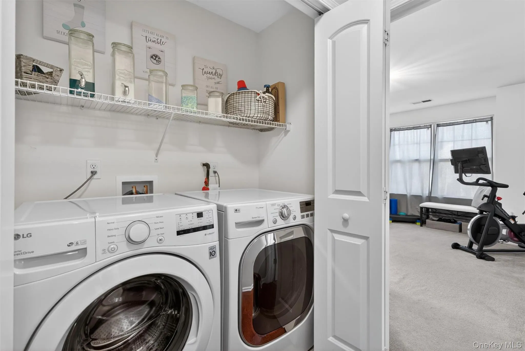 Fabulous, separate laundry area with shelving Fabulous, separate laundry area with shelving