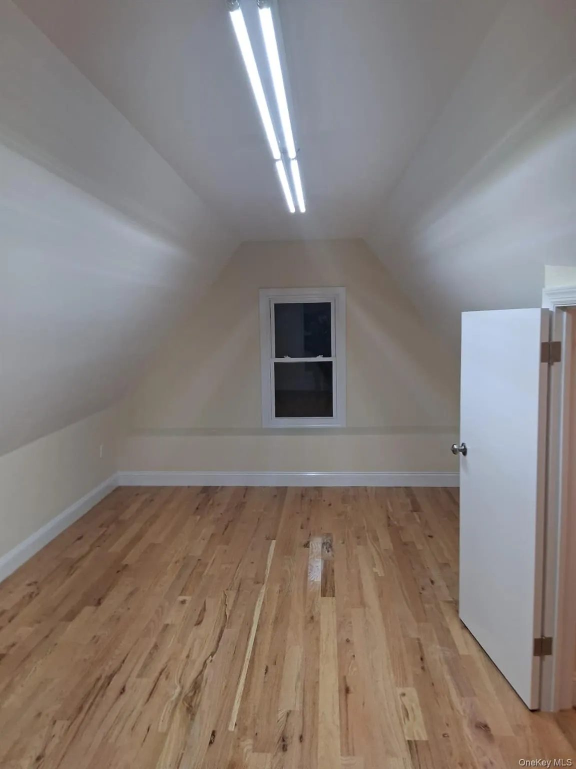 Bonus room featuring light wood-style floors and vaulted ceiling Bonus room featuring light wood-style floors and vaulted ceiling