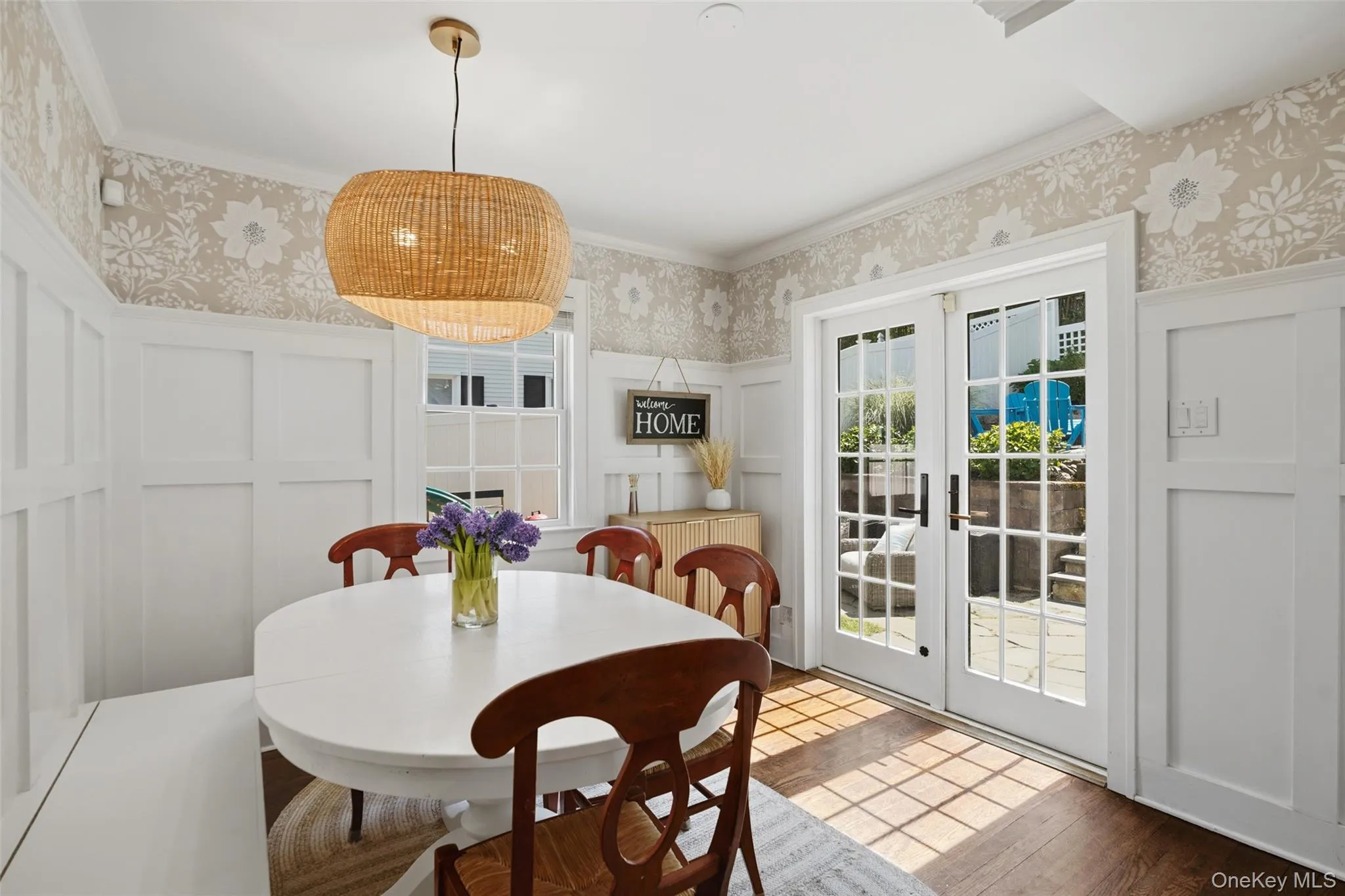 Eat-in kitchen with french doors to back patio. Eat-in kitchen with french doors to back patio.