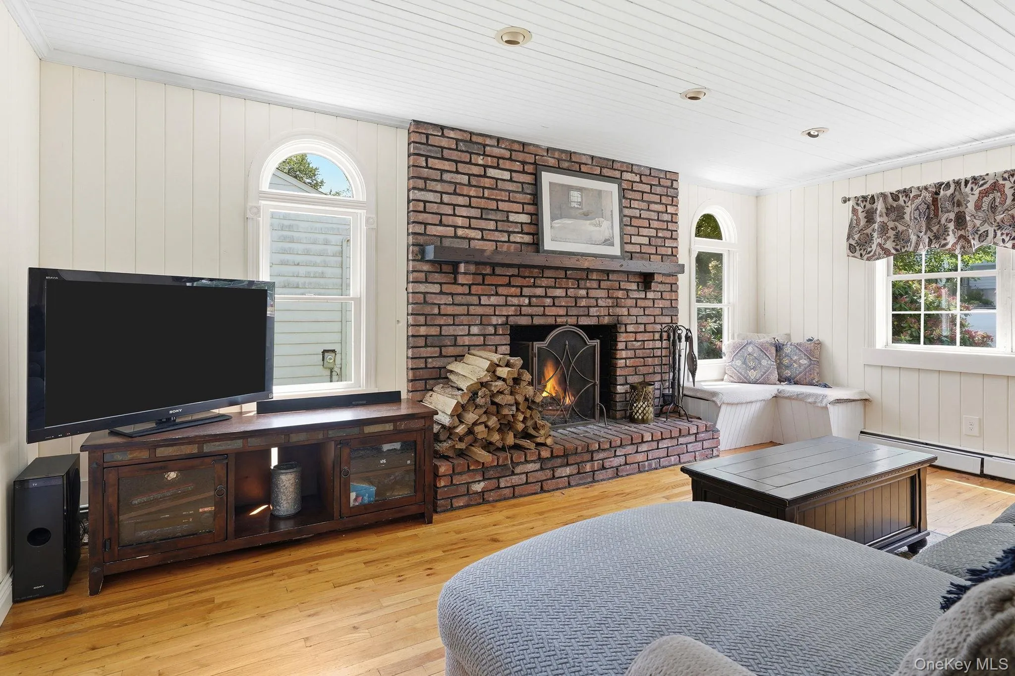 Family room with wood-burning fireplace Family room with wood-burning fireplace