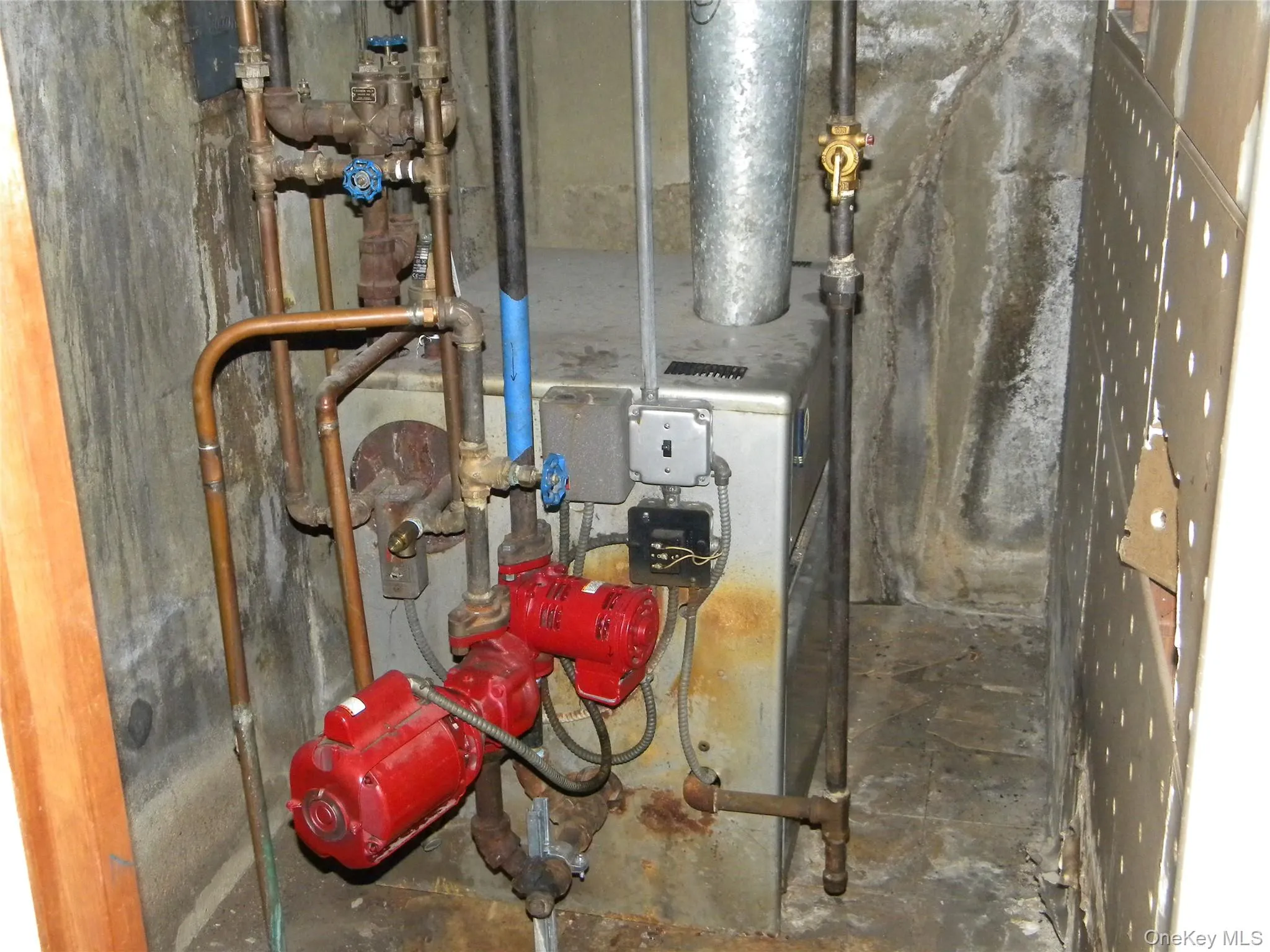 Gas fired hot water heating system. Gas fired hot water heating system.