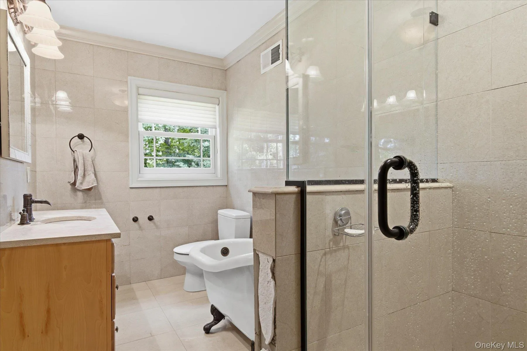 Updated bathroom with soaking tub and double shower Updated bathroom with soaking tub and double shower