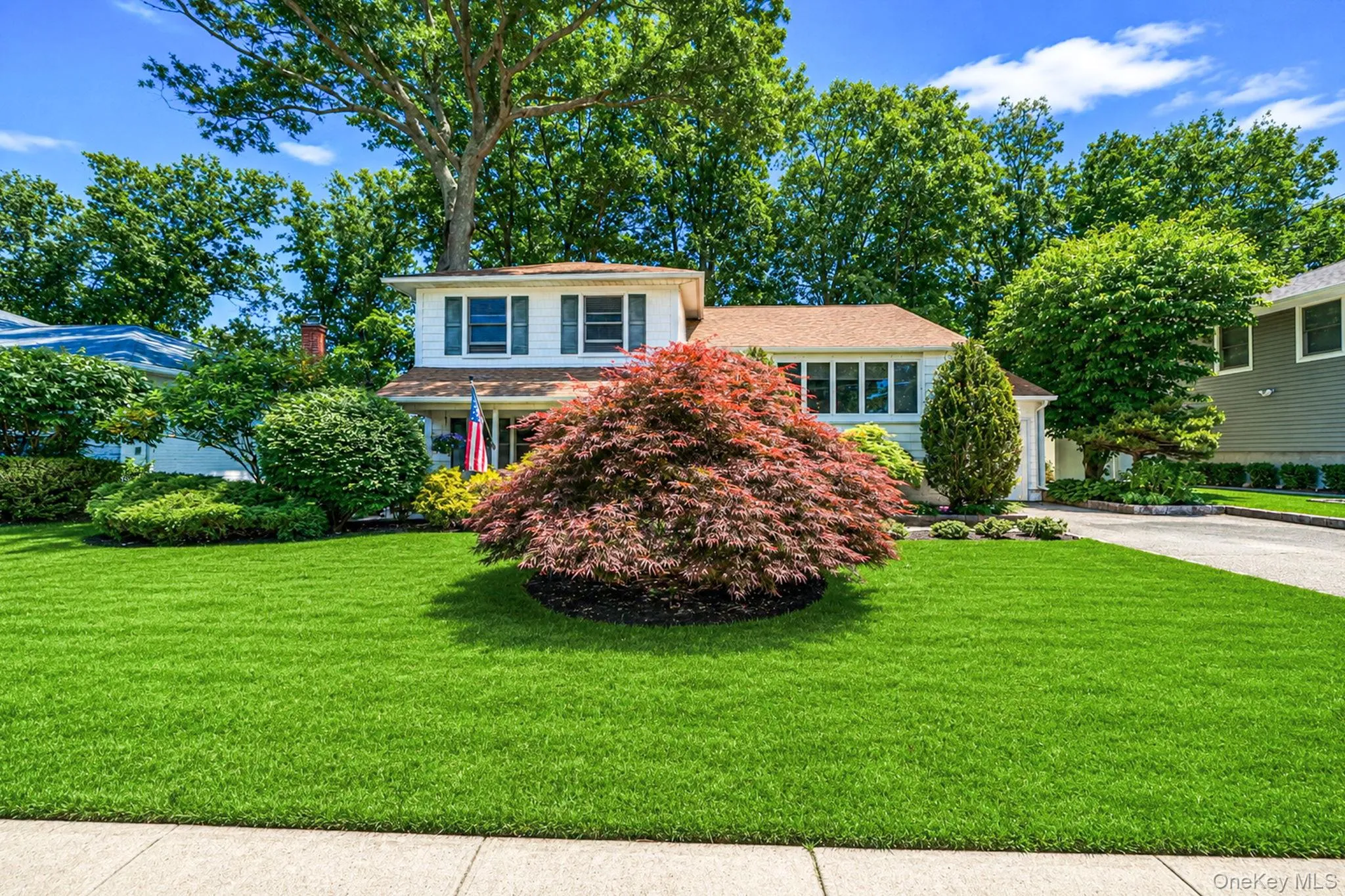 front view of well maintained garden and shrubs front view of well maintained garden and shrubs