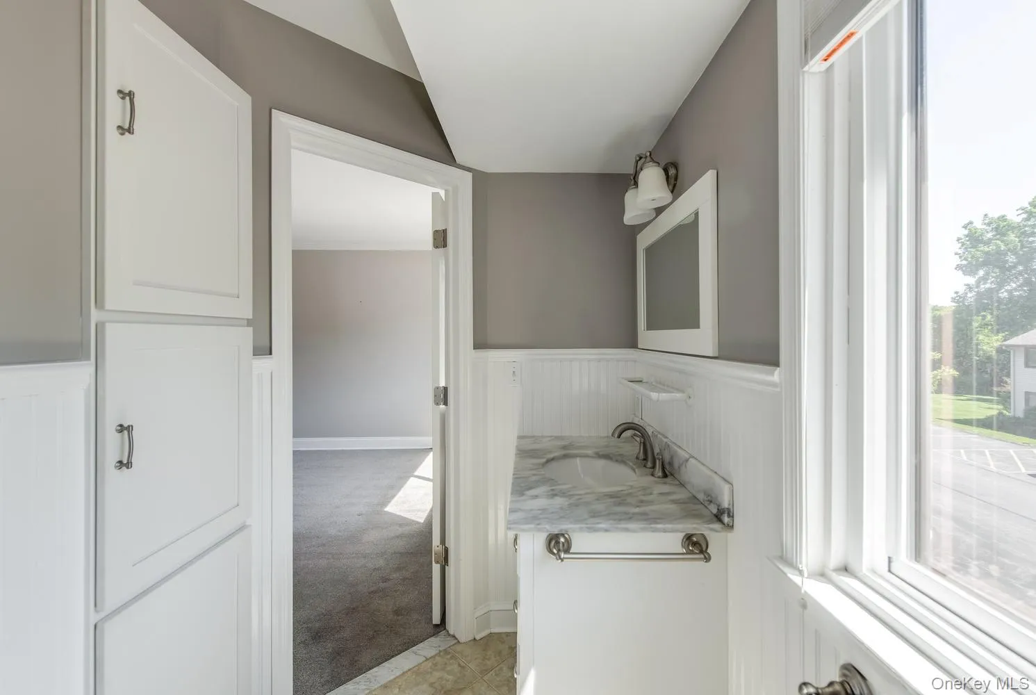 Built-in, recessed linen closet Built-in, recessed linen closet