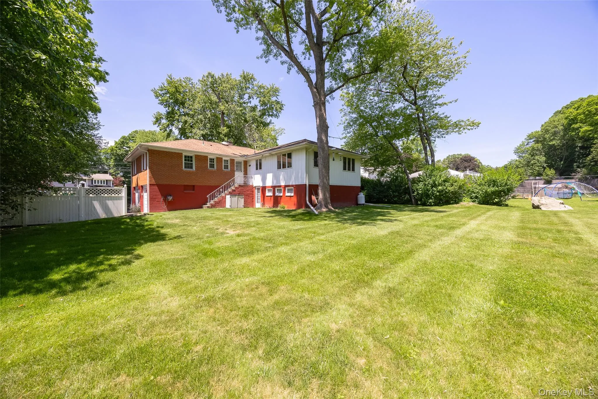 Private, level backyard Private, level backyard