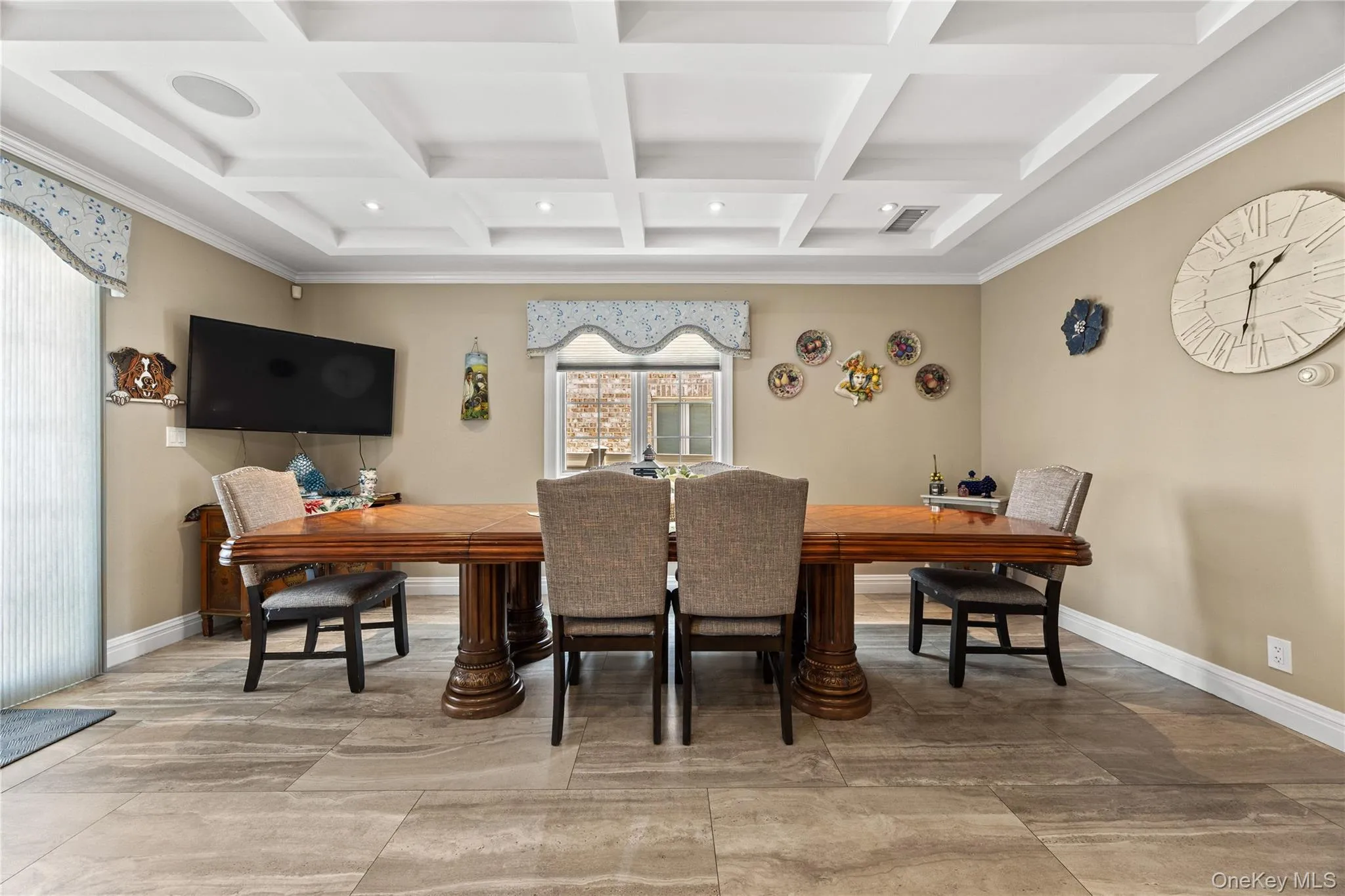 Coffered ceiling with recessed lighting Coffered ceiling with recessed lighting