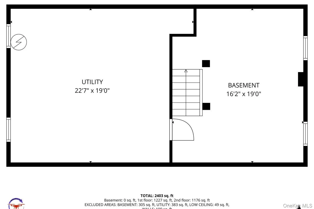 Finished portion of basement, measured at 305 sq. ft and utility room at 383 sq. ft. Finished portion of basement, measured at 305 sq. ft and utility room at 383 sq. ft.