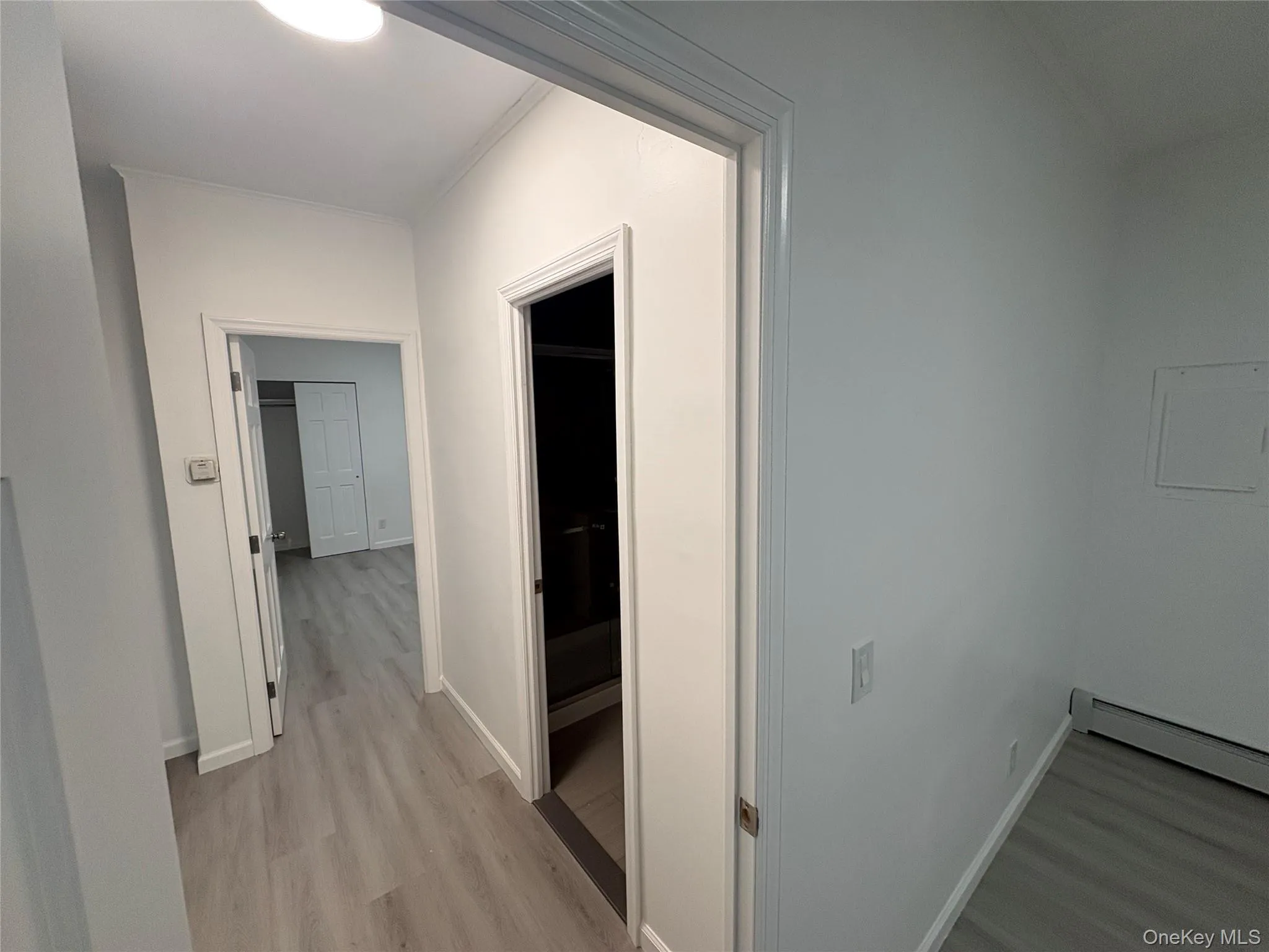 Freshly renovated hallway connecting the apartment’s living spaces. Freshly renovated hallway connecting the apartment’s living spaces.