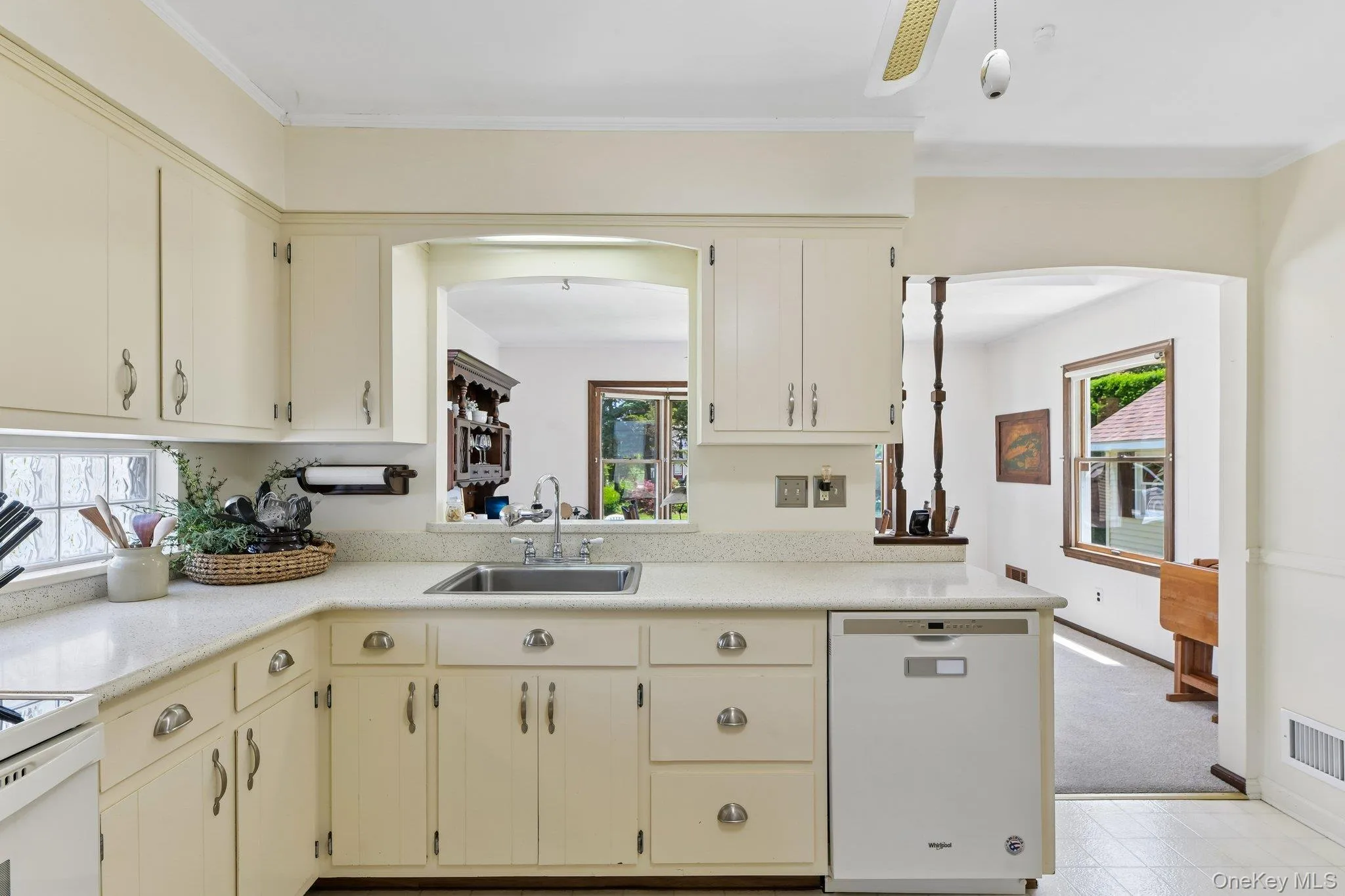 Kitchen opens to dining room addition. Kitchen opens to dining room addition.