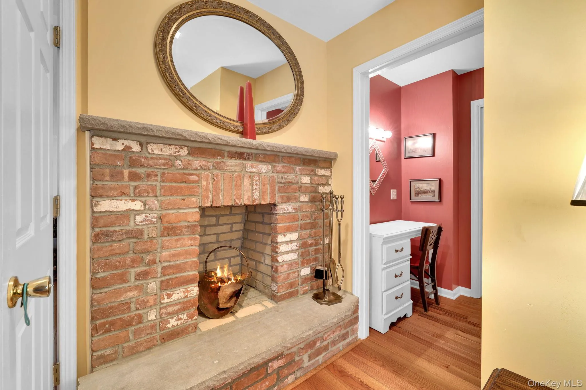 Fireplace and closet area with room for wardrobe or vanity. Fireplace and closet area with room for wardrobe or vanity.
